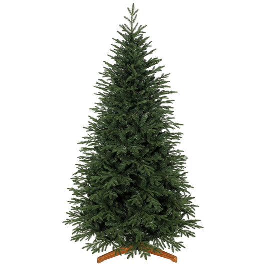 7ft Artificial Christmas Tree, Full Hinged Xmas Tree with 2719 PE & PVC Tips, Solid Pine Wood Stand for Home Office Holiday Decoration, Green