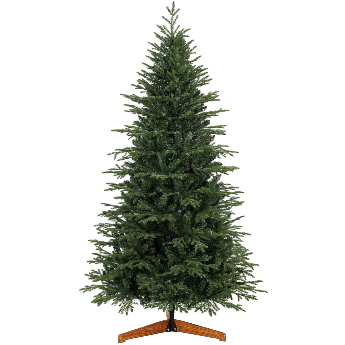 7ft Artificial Christmas Tree, Full Hinged Xmas Tree with 2719 PE & PVC Tips, Solid Pine Wood Stand for Home Office Holiday Decoration, Green
