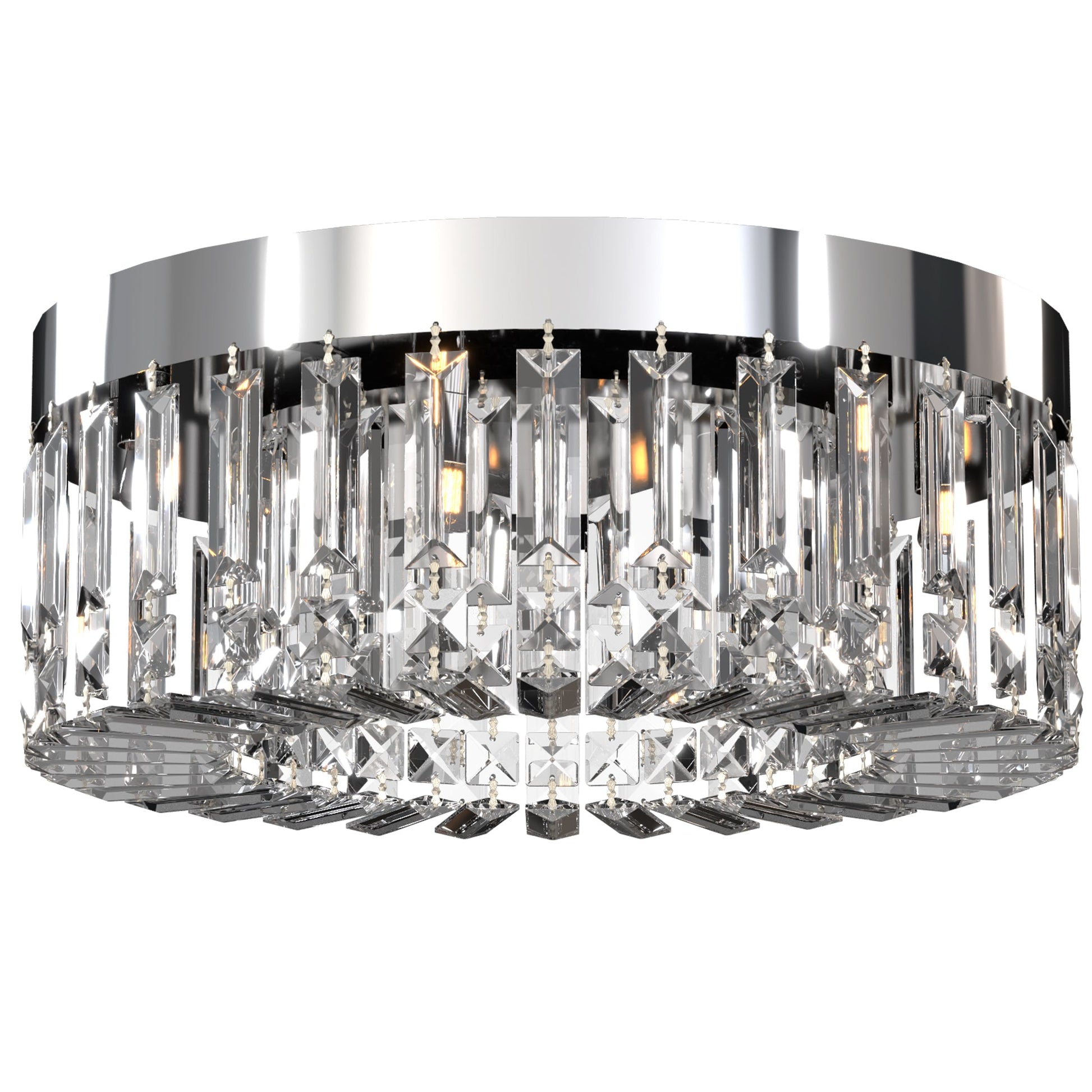 Crystal Chandeliers Ceiling Light with 160 Crystal Pendants, Modern 6-Light Flush Mount Ceiling Light for Living Room, Bedroom, Dining Room, Hall, Silver Tone