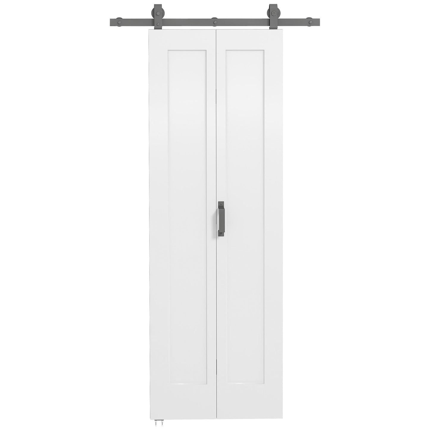 70cm Modern Sliding Door Set Kit with Carbon Steel Rail, Opaque Home Decoration, DIY Office Style, White
