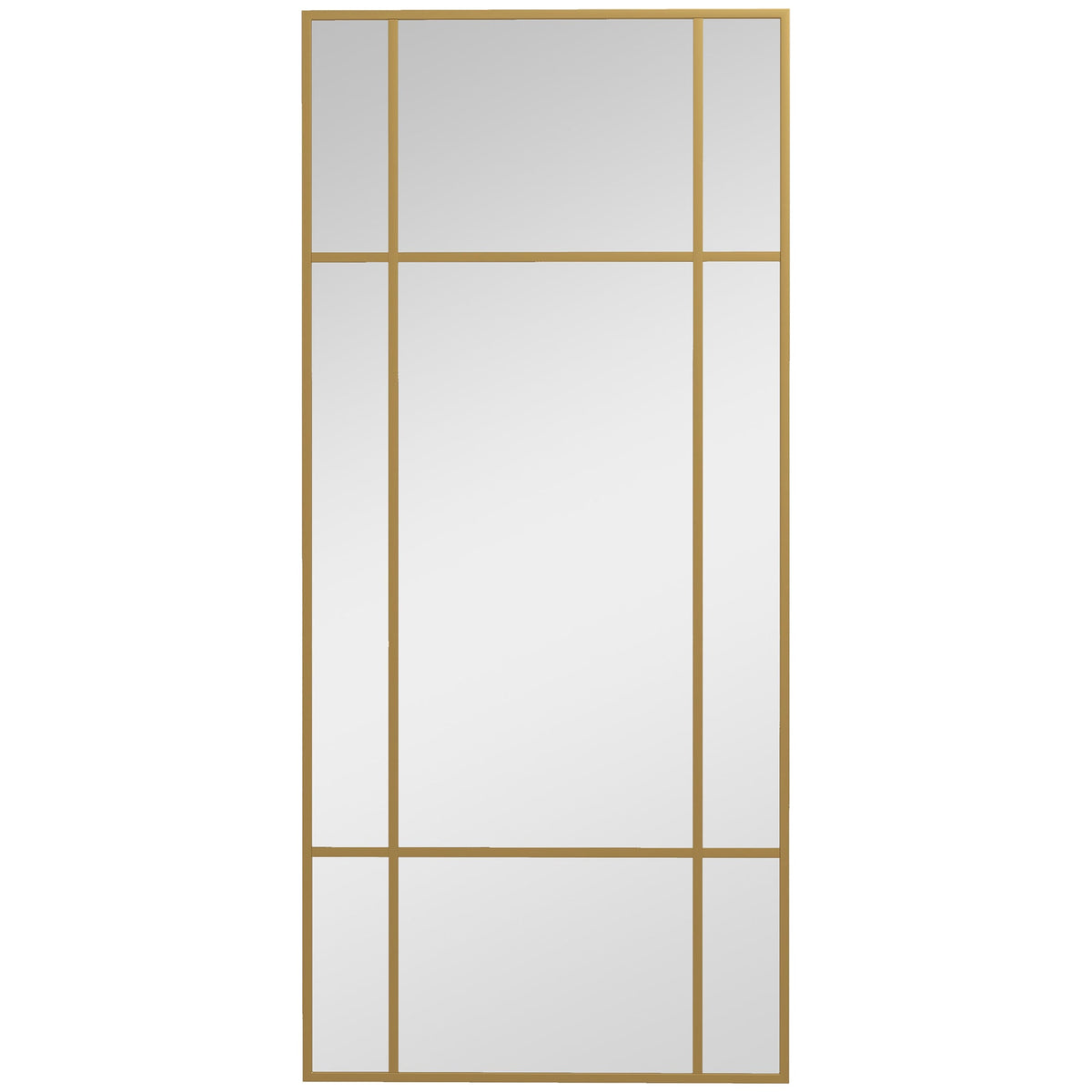 HOMCOM Rectangle Wall Mirror, 110 x 50cm Window Style Vanity Mirror with Metal Frame, Decorative Hanging Mirror for Living Room, Bedroom, Entryway, Vertical or Horizontal, Gold Tone