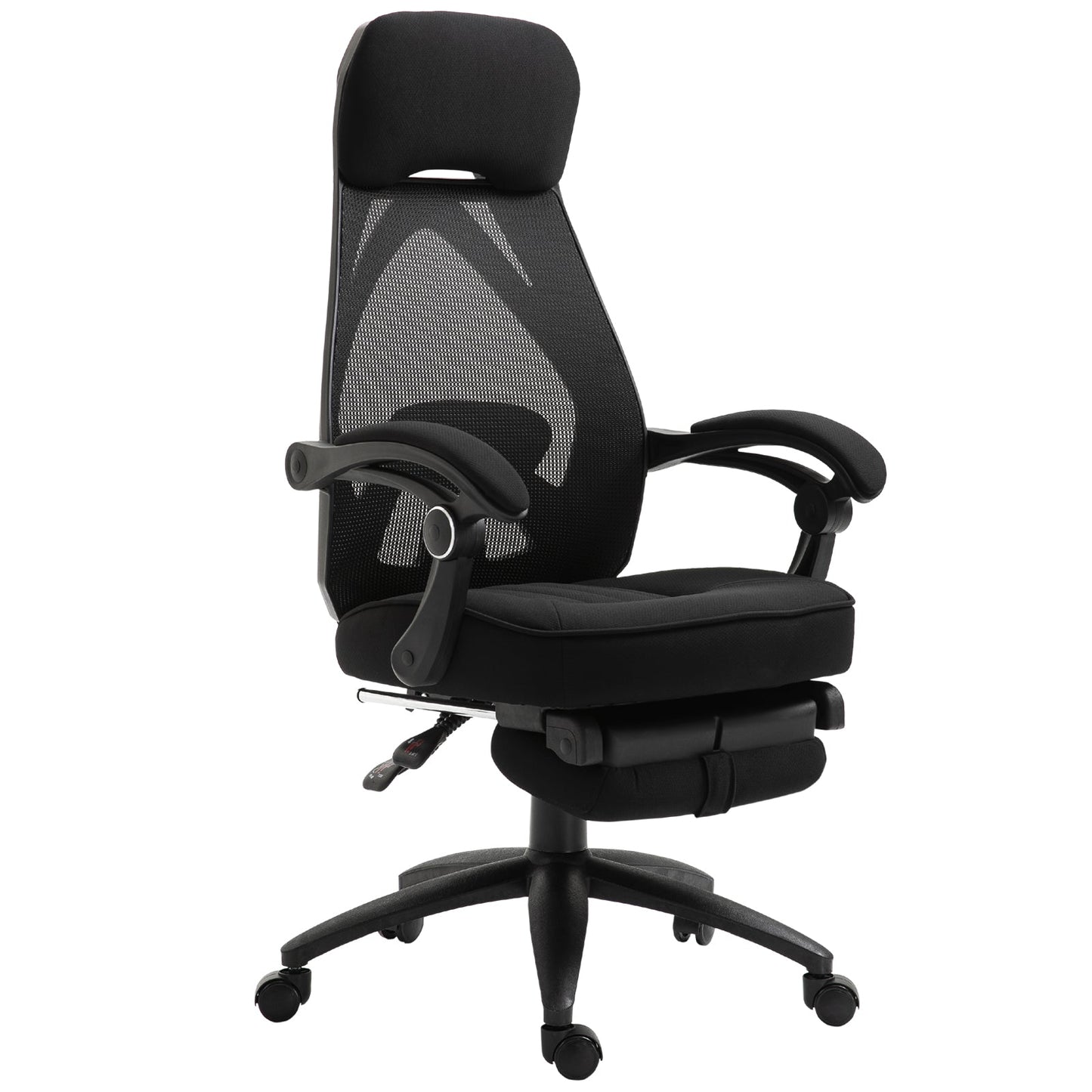 Vinsetto Office Chair with Footrest,High Back Swivel Desk Chair with Adjustable Height and Headrest for Home Office, Black