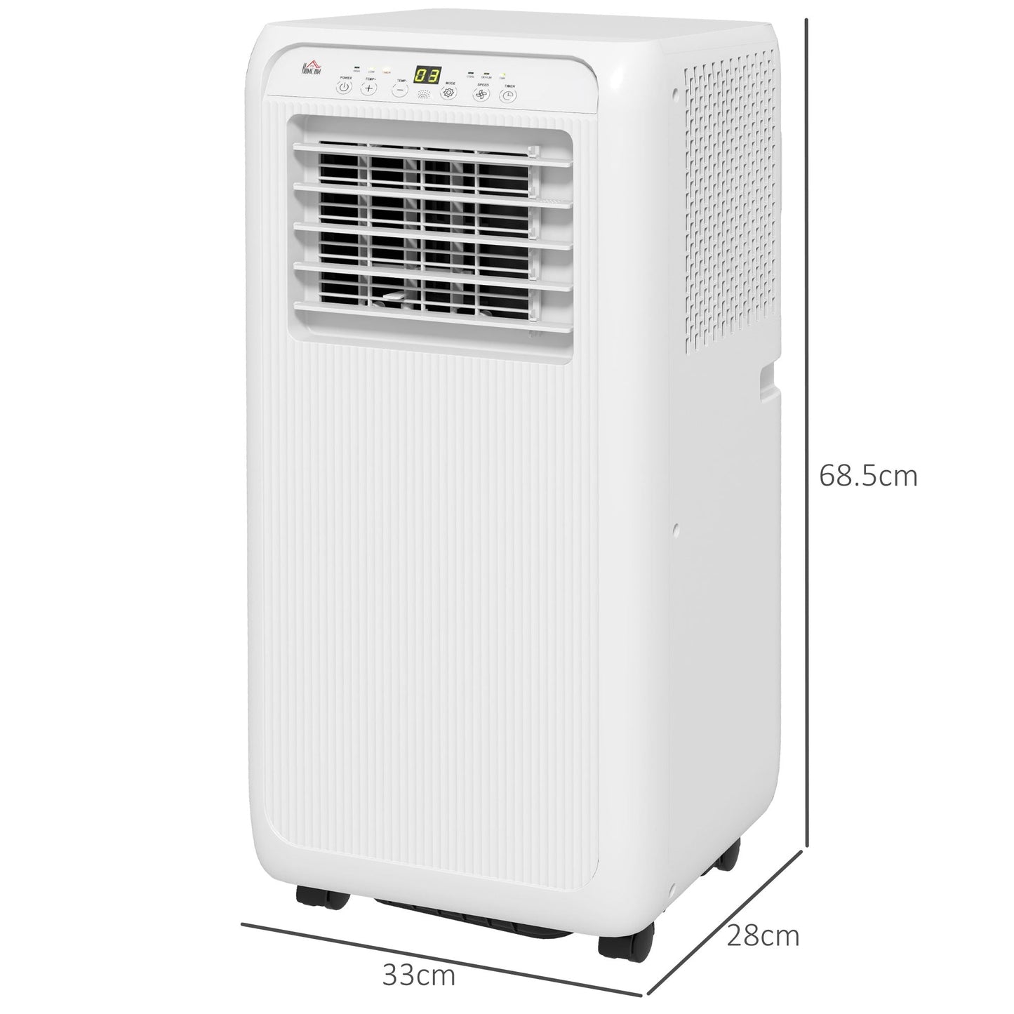 HOMCOM 7000 BTU Air Conditioning Unit, 3-in-1 Portable Air Conditioner, Dehumidifier, Cooling Fan with 2 Speeds, Remote Control, Digital Display, 24H Timer, Window Venting Kit, 15m²