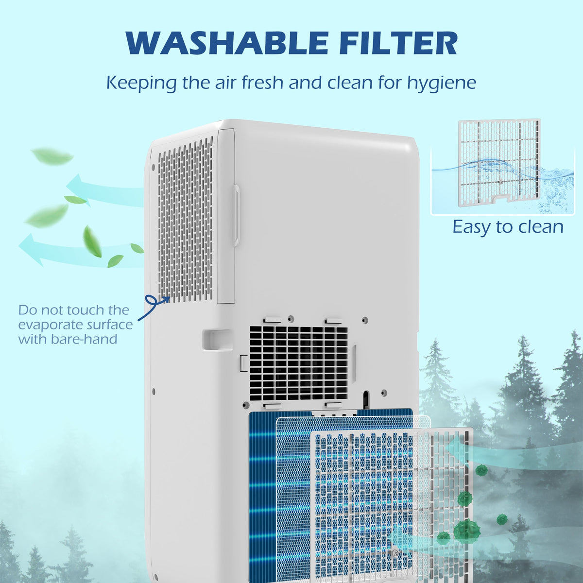 HOMCOM 7000 BTU Air Conditioning Unit, 3-in-1 Portable Air Conditioner, Dehumidifier, Cooling Fan with 2 Speeds, Remote Control, Digital Display, 24H Timer, Window Venting Kit, 15m²