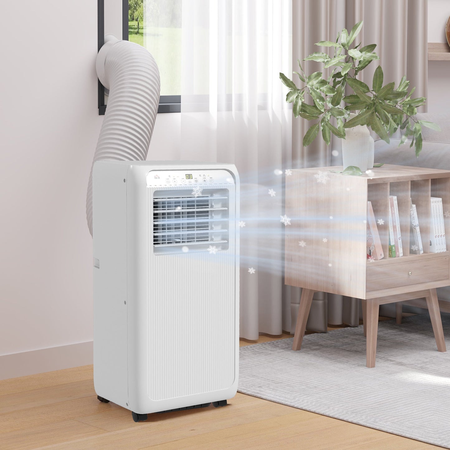 HOMCOM 7000 BTU Air Conditioning Unit, 3-in-1 Portable Air Conditioner, Dehumidifier, Cooling Fan with 2 Speeds, Remote Control, Digital Display, 24H Timer, Window Venting Kit, 15m²