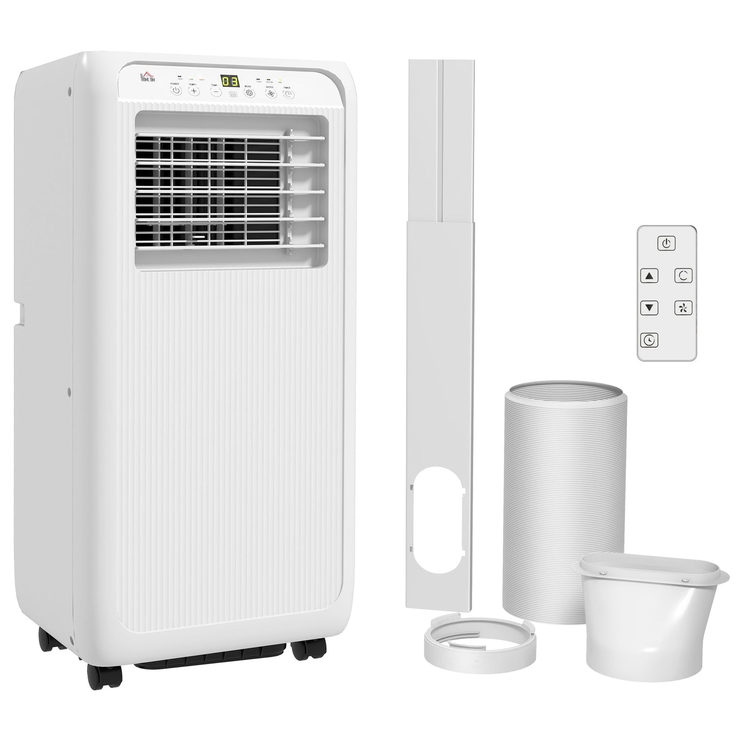 HOMCOM 7000 BTU Air Conditioning Unit, 3-in-1 Portable Air Conditioner, Dehumidifier, Cooling Fan with 2 Speeds, Remote Control, Digital Display, 24H Timer, Window Venting Kit, 15m²