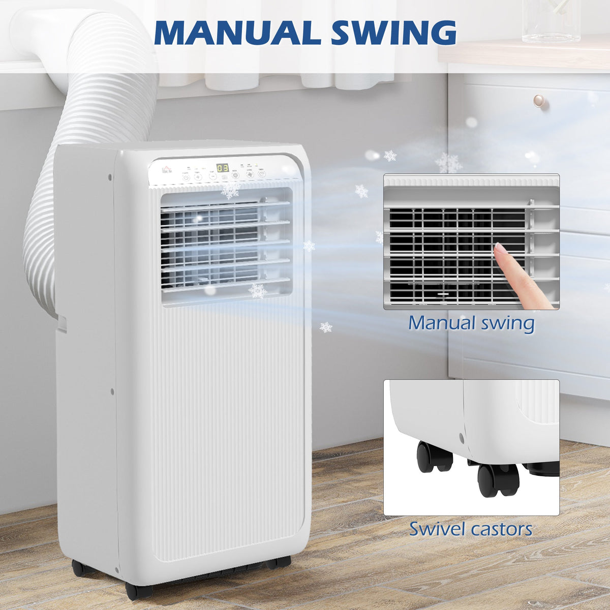 HOMCOM 7000 BTU Air Conditioning Unit, 3-in-1 Portable Air Conditioner, Dehumidifier, Cooling Fan with 2 Speeds, Remote Control, Digital Display, 24H Timer, Window Venting Kit, 15m²