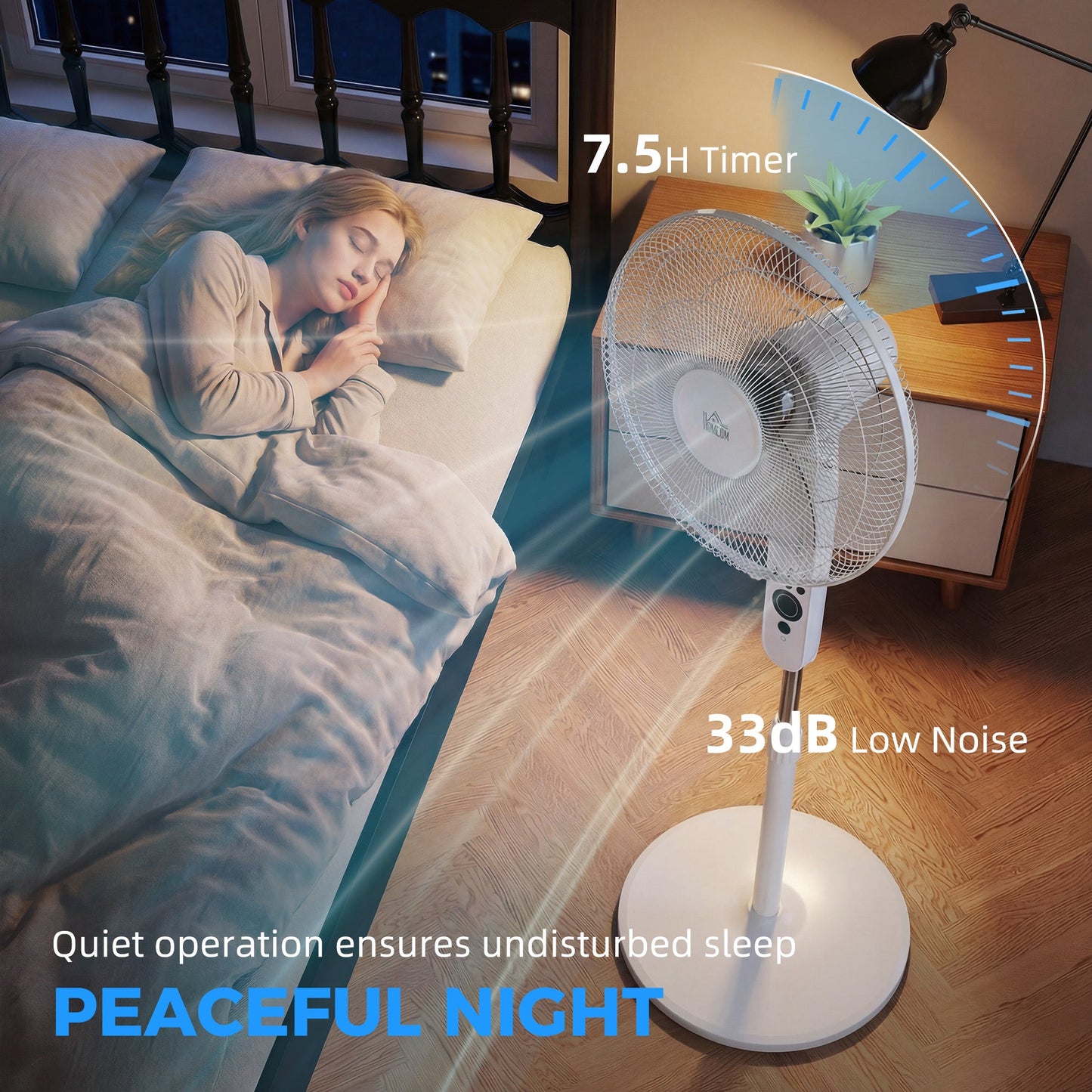 18" Pedestal Fan with Sleep Mode, Oscillating Standing Fan with 3 Modes, Remote Control, Floor Fan with Adjustable Height, 3 Speed, 7.5-Hour Timer, White