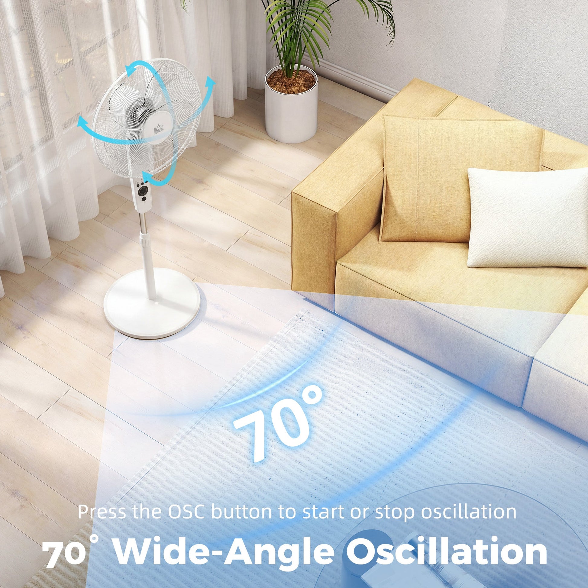 18" Pedestal Fan with Sleep Mode, Oscillating Standing Fan with 3 Modes, Remote Control, Floor Fan with Adjustable Height, 3 Speed, 7.5-Hour Timer, White