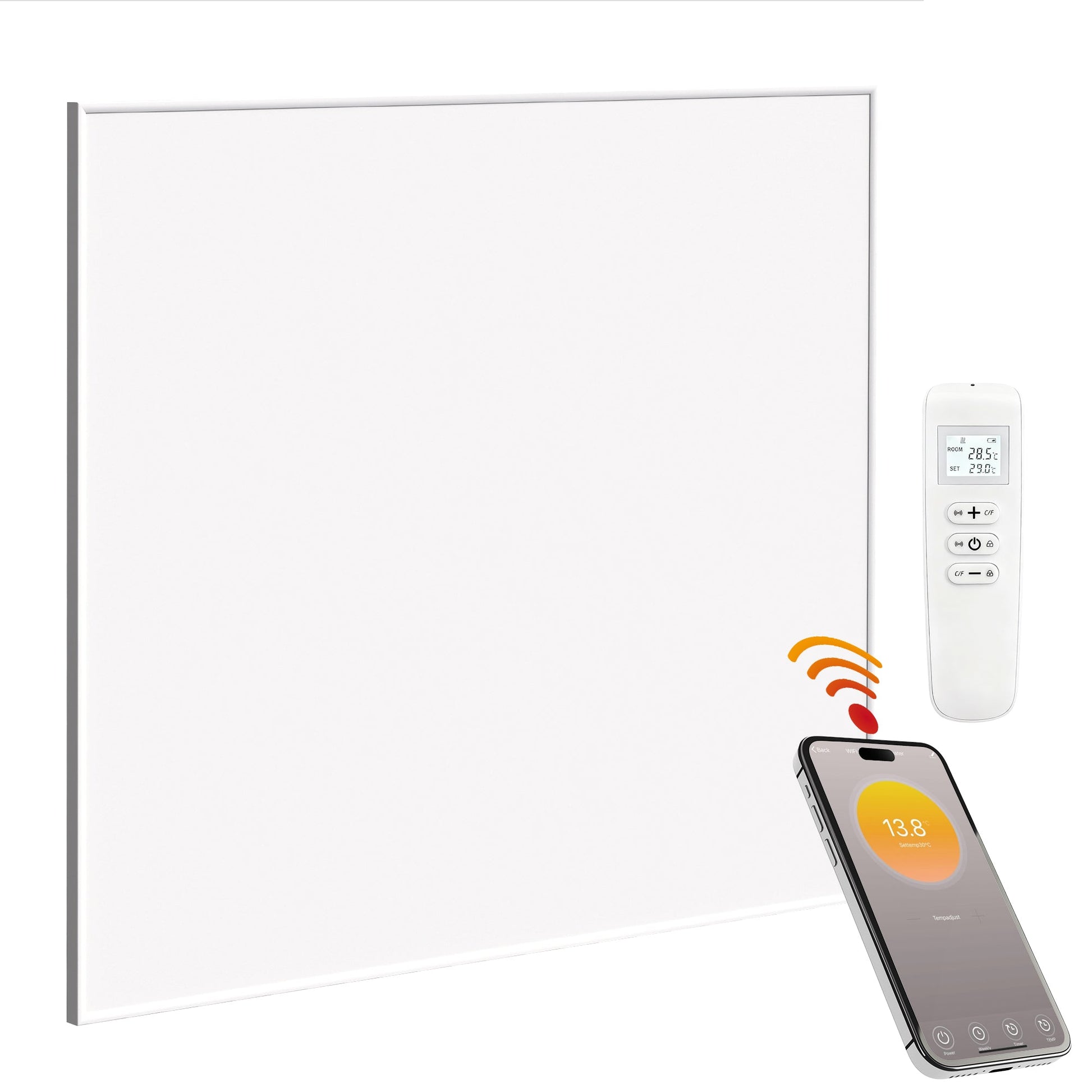 Wifi Enabled Smart Electric Heater, 520W Far Infrared Panel Heater, Low Energy, Voice Control, Adjustable Thermostat, Weekly and 12H Timer, Wall Mounted Radiator, Overheat Protection, White