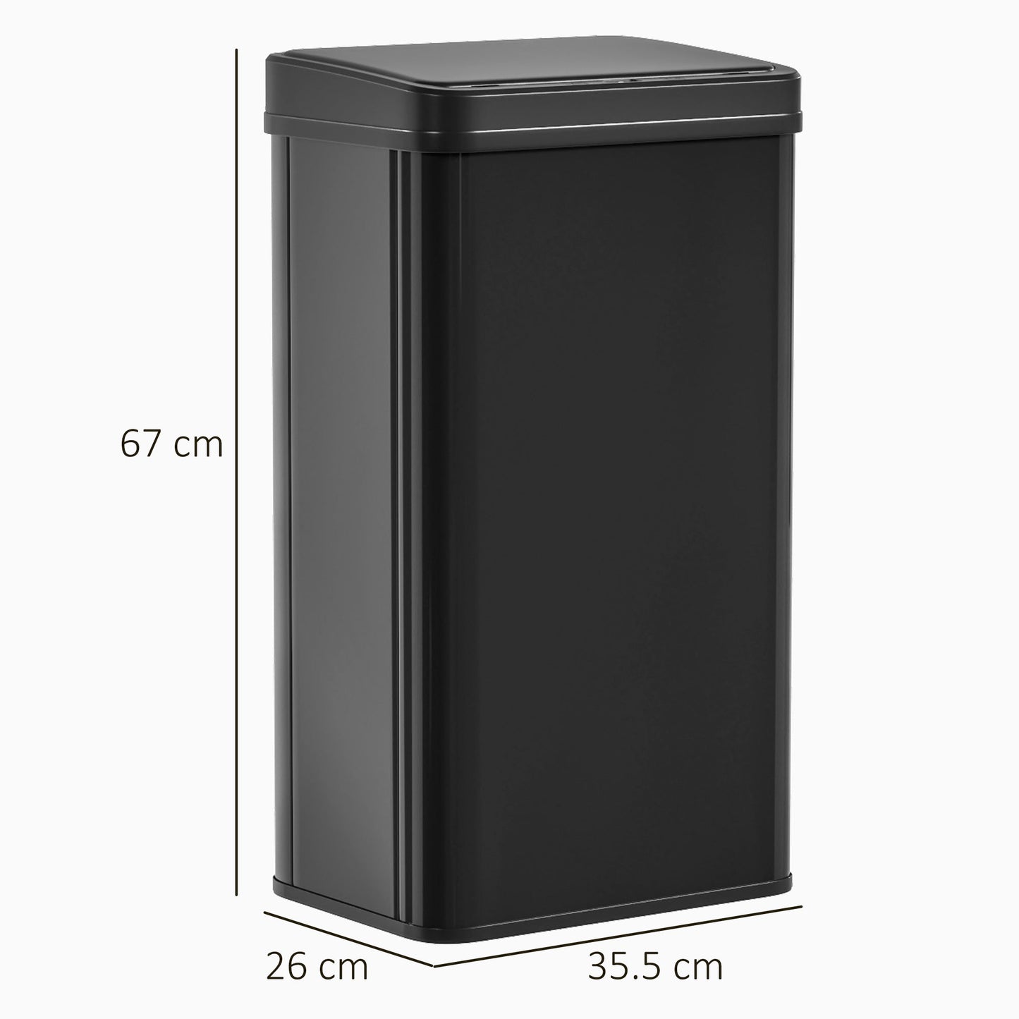 50L Sensor Bin with Quiet Soft-Close Lid, Automatic Touchless Motion Sensor Kitchen Bin with Fingerprint Resistant Stainless Steel for Hygienic Gyms, Home Office Use, Black