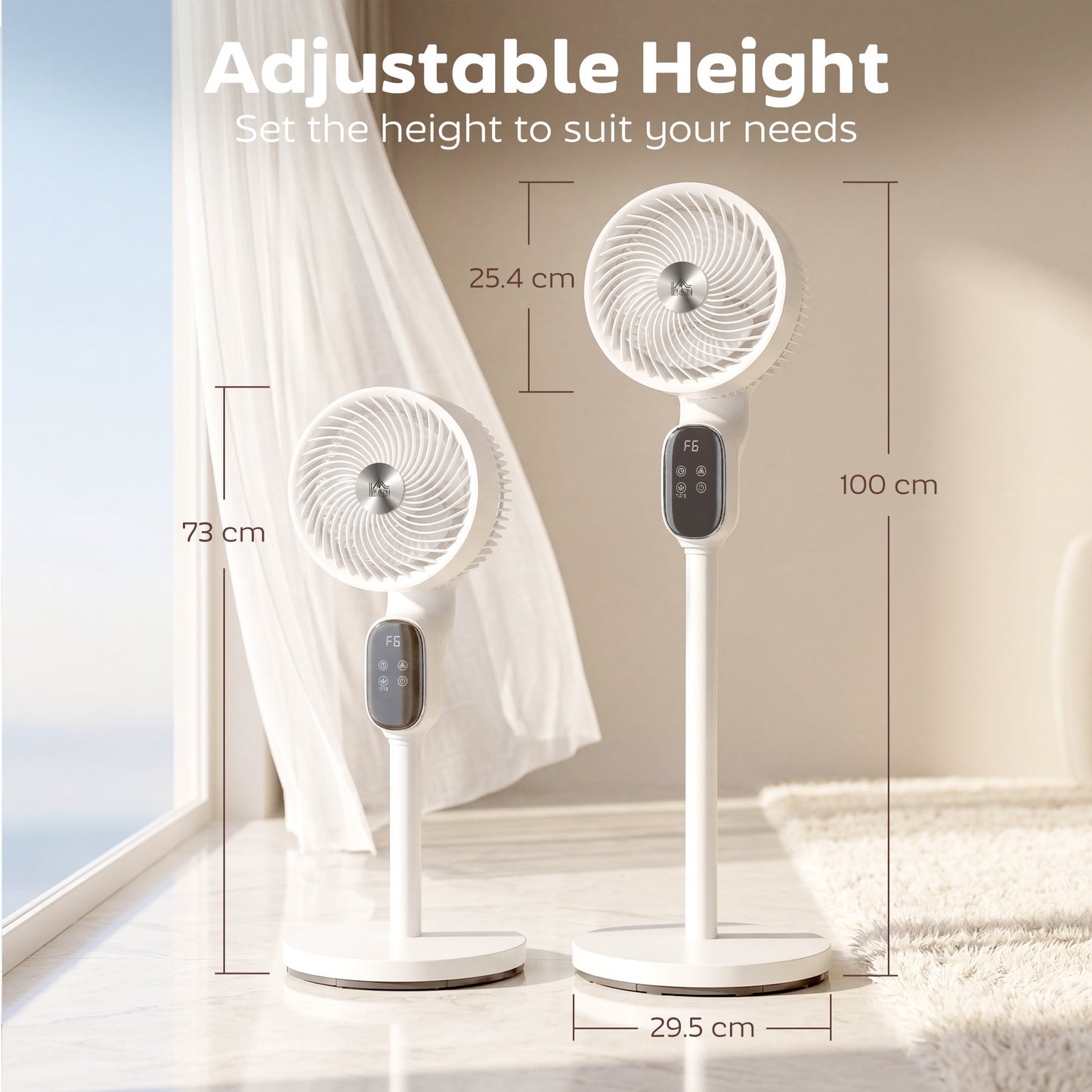 20 dB Silent Standing Fan for Bedroom, 39" Pedestal Fan with Remote, 90° Oscillating, 8 Speeds, Adjustable Height, 12H Timer, Aroma Diffuser, LED Display, White