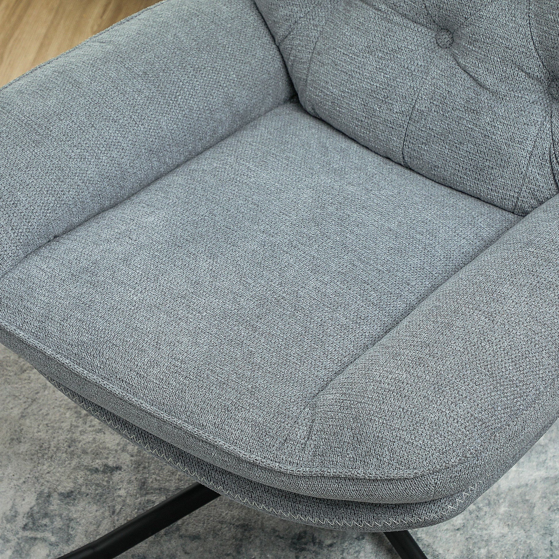 HOMCOM Armchair with 360 Degree Swivel and Wide Padded Seat, Upholstered Accent Chair with Water-Repellent Chenille Fabric Occasional Chair for Living Room Bedroom Home Office Reception Balcony, Grey