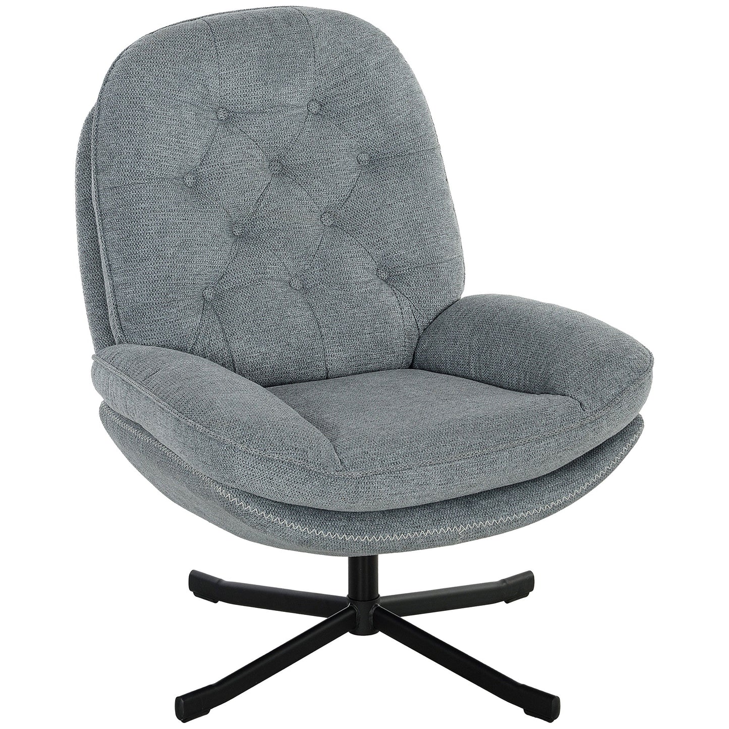 HOMCOM Armchair with 360 Degree Swivel and Wide Padded Seat, Upholstered Accent Chair with Water-Repellent Chenille Fabric Occasional Chair for Living Room Bedroom Home Office Reception Balcony, Grey