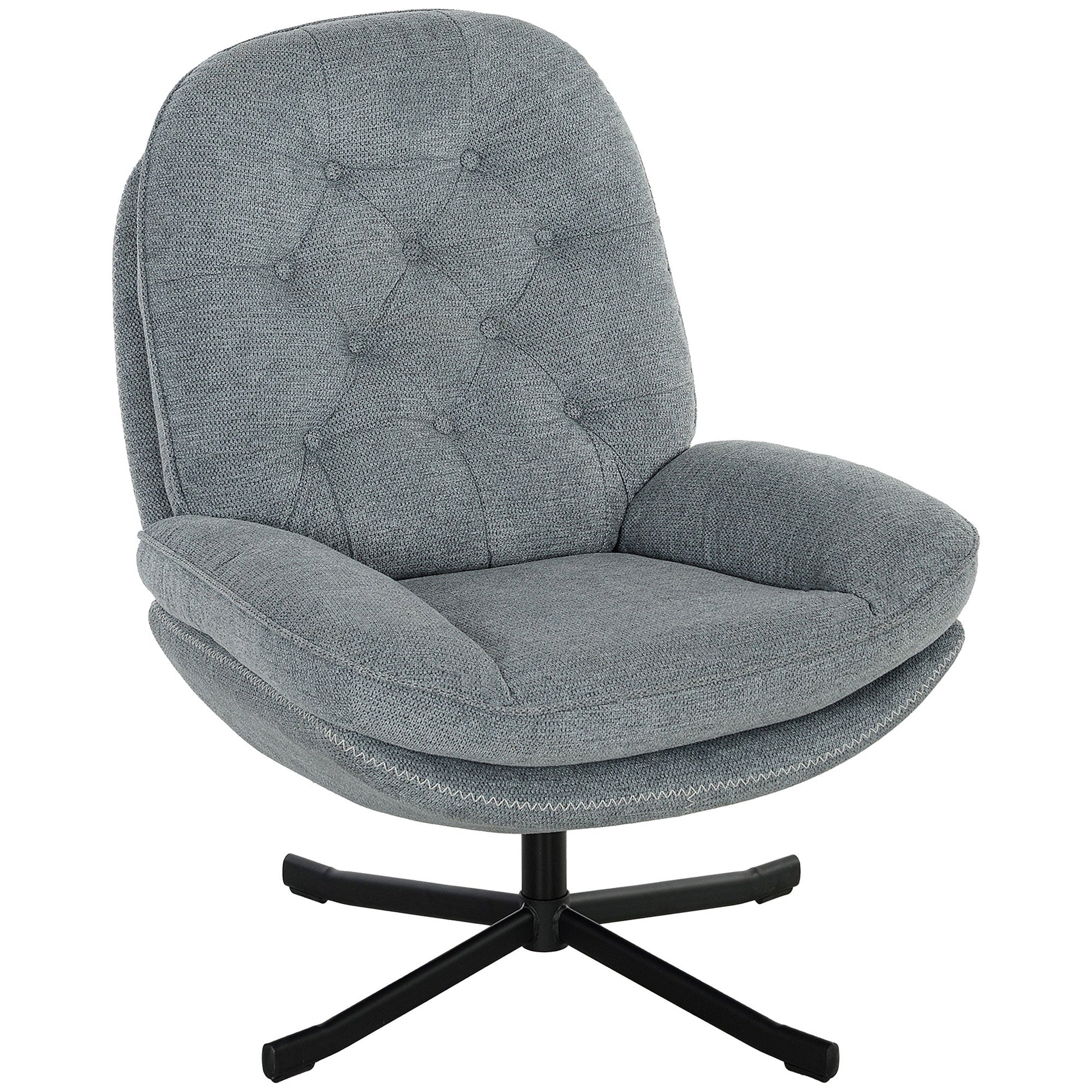 HOMCOM Armchair with 360 Degree Swivel and Wide Padded Seat, Upholstered Accent Chair with Water-Repellent Chenille Fabric Occasional Chair for Living Room Bedroom Home Office Reception Balcony, Grey