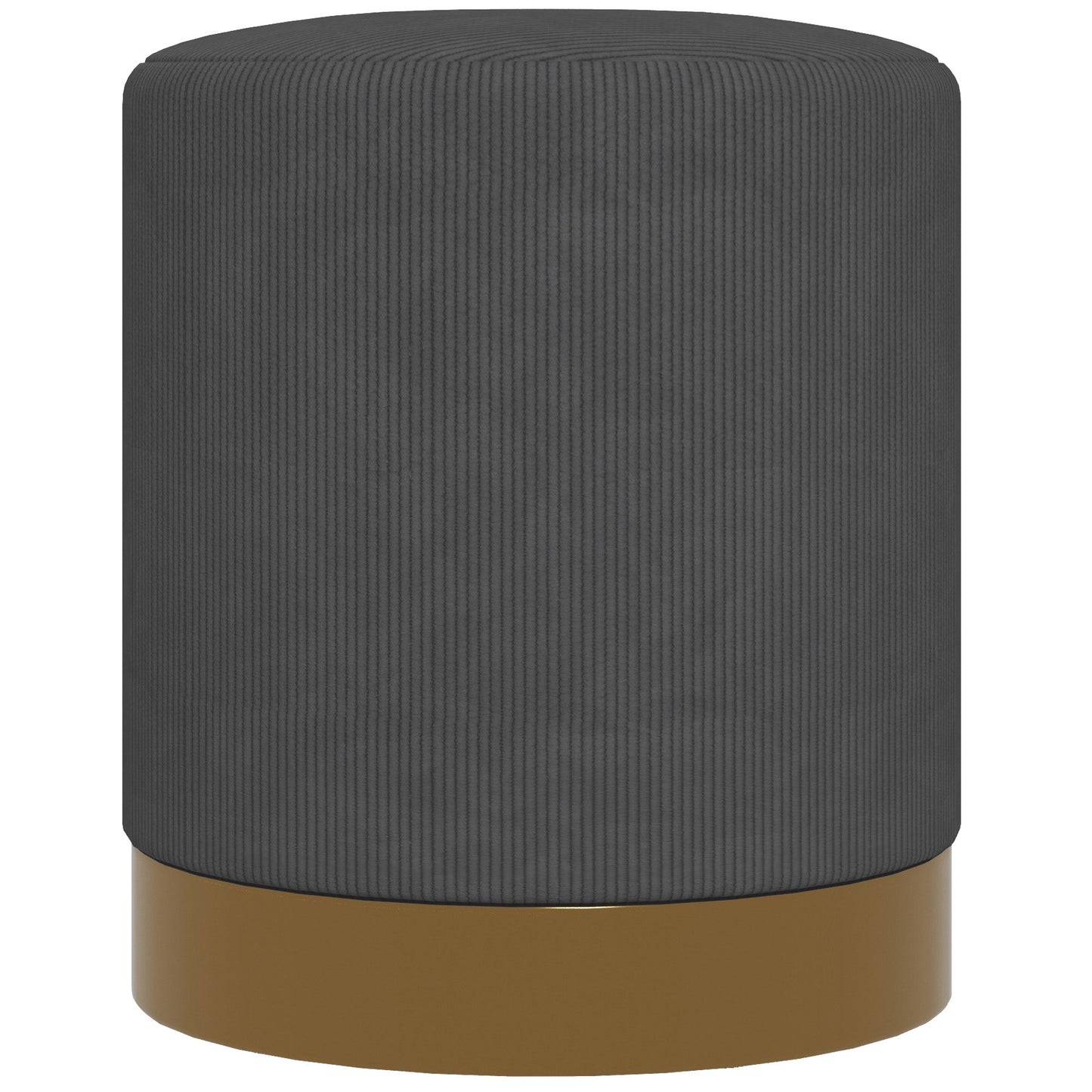 HOMCOM Modern Round Footstool, Corduroy Fabric Upholstered Foot Stool with Padded Seat for Living Room, Entryway, Charcoal Grey