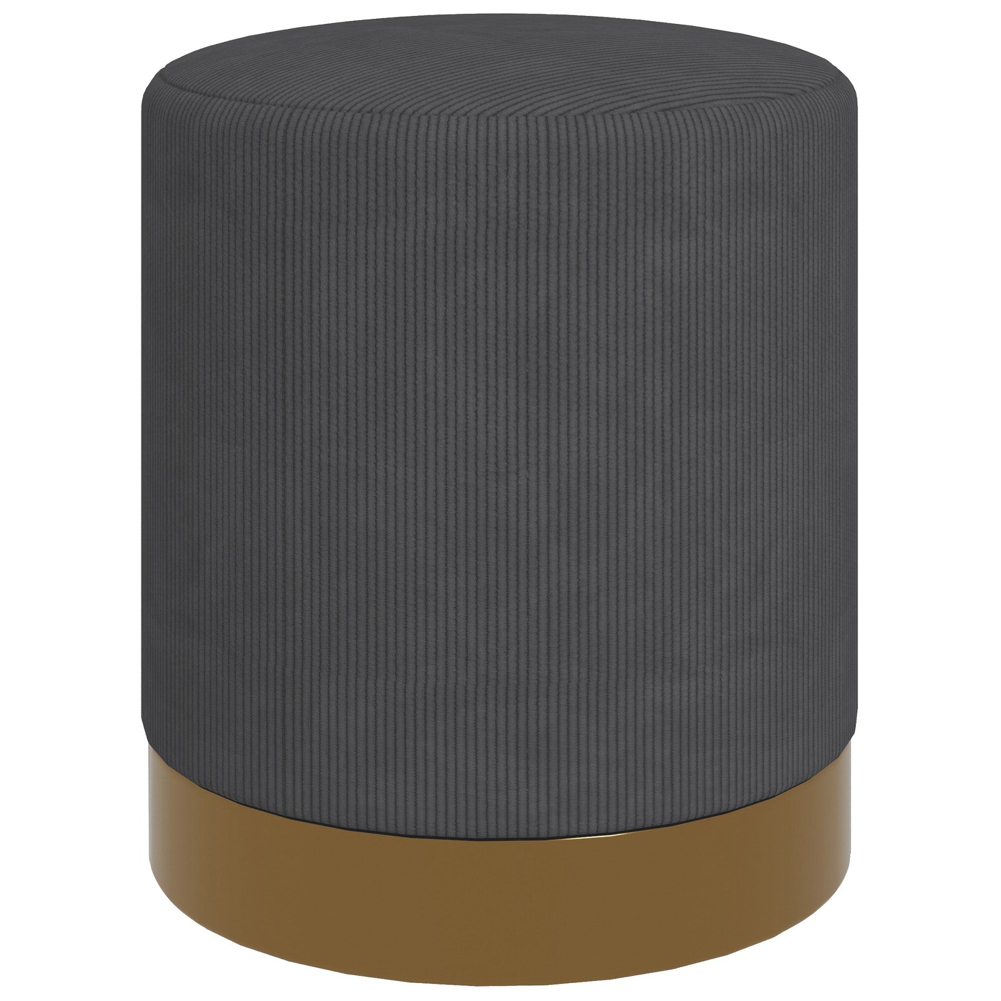 HOMCOM Modern Round Footstool, Corduroy Fabric Upholstered Foot Stool with Padded Seat for Living Room, Entryway, Charcoal Grey