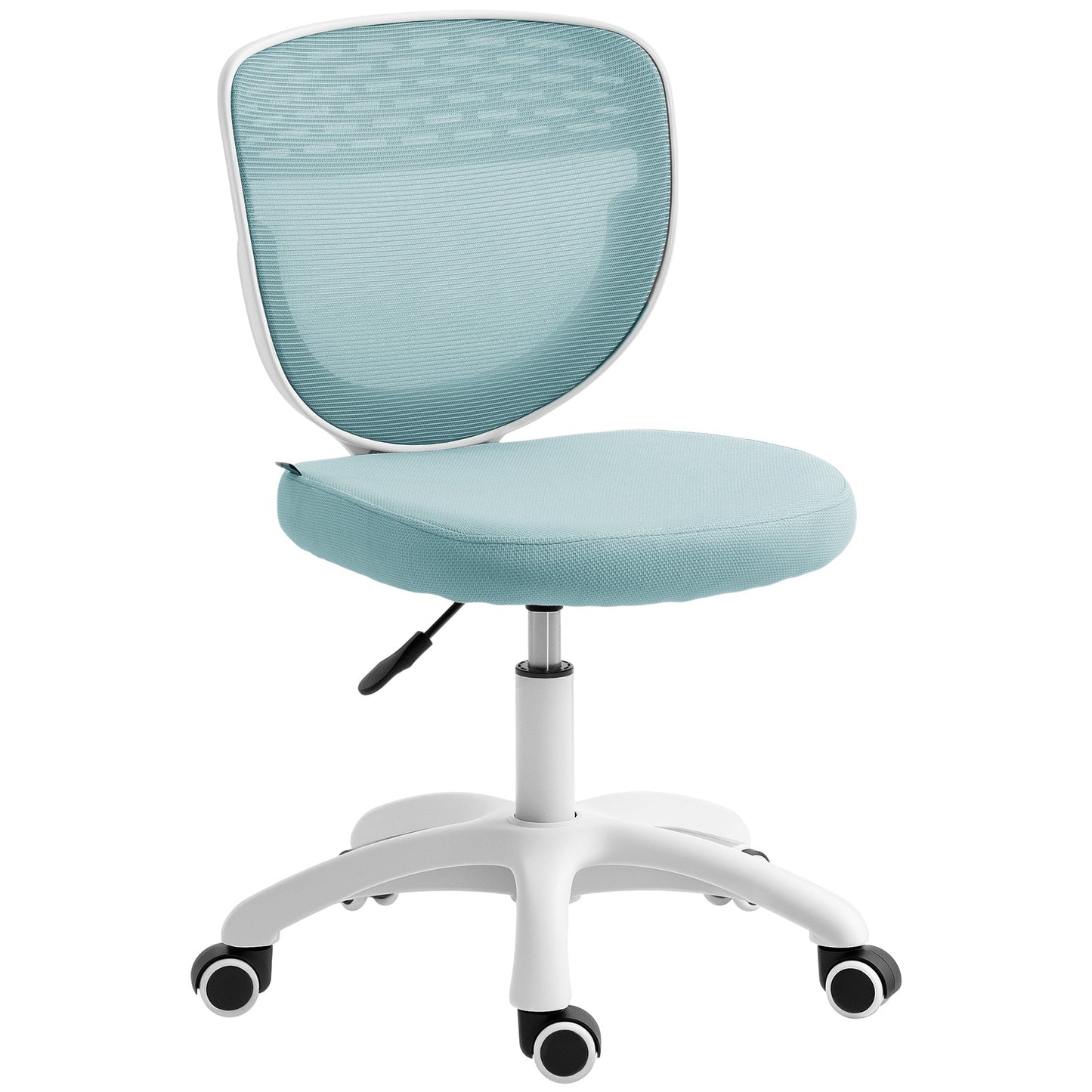 Ergonomic Office Chair, Armless Computer Desk Chair with Breathable Mesh Back, Padded Seat and Swivel Wheels, Adjustable Height for Home Office Study Bedroom, Light Blue