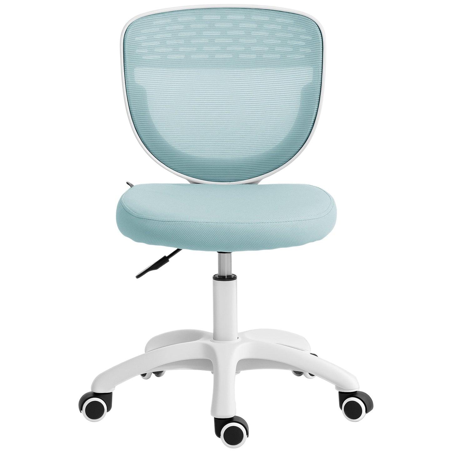 Ergonomic Office Chair, Armless Computer Desk Chair with Breathable Mesh Back, Padded Seat and Swivel Wheels, Adjustable Height for Home Office Study Bedroom, Light Blue