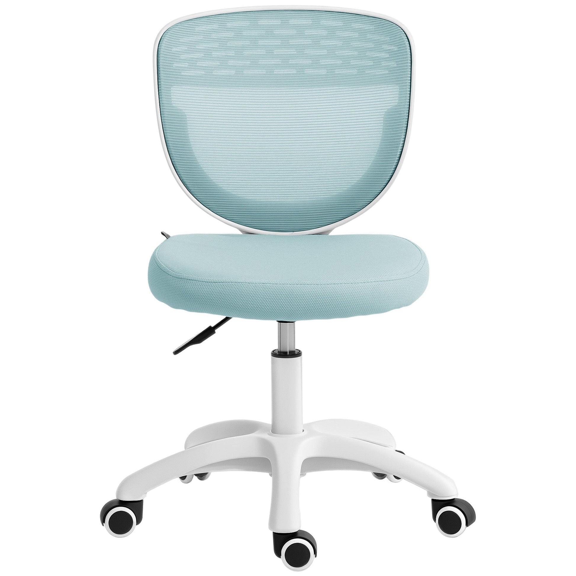 Ergonomic Office Chair, Armless Computer Desk Chair with Breathable Mesh Back, Padded Seat and Swivel Wheels, Adjustable Height for Home Office Study Bedroom, Light Blue