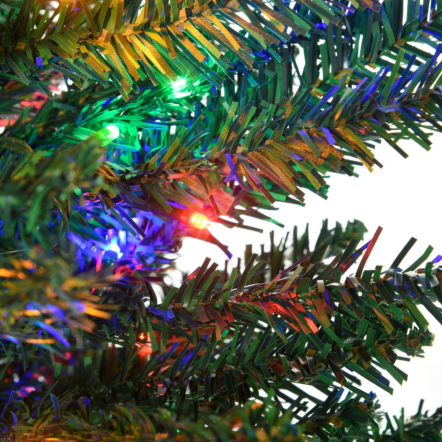 7.5ft Pre Lit Artificial Christmas Tree Holiday Décor with 200 Colourful LED Lights and 529 Tips, Pencil Shape, Steel Base