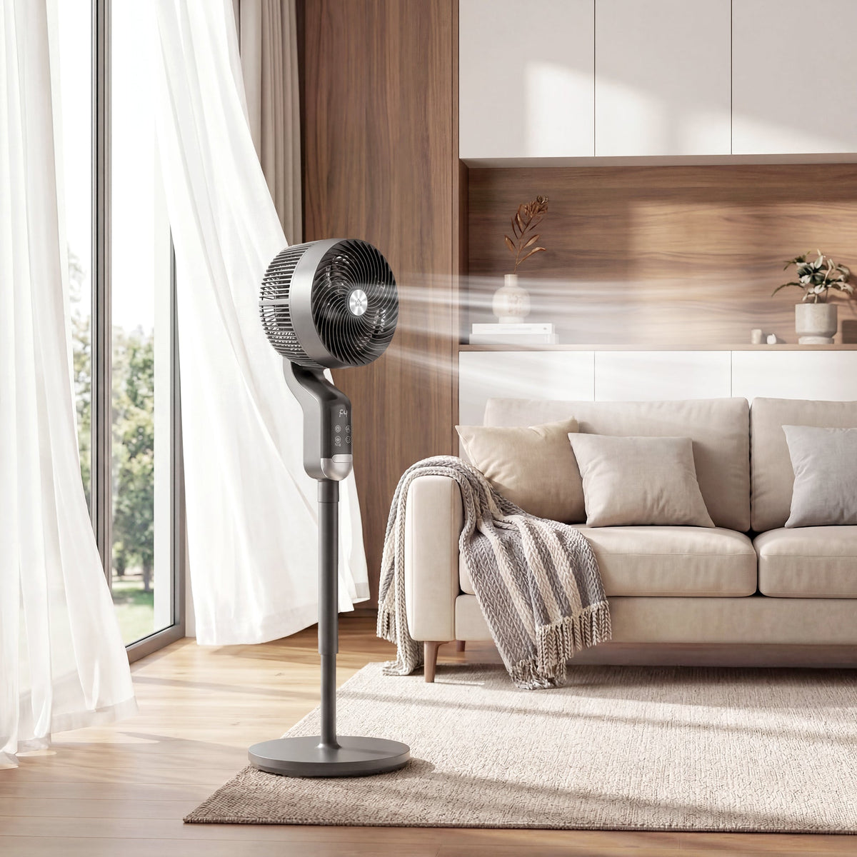 20 dB Silent Standing Fan for Bedroom, 41" Pedestal Fan with Remote, 85° Oscillating, 8 Speeds, Adjustable Height, 12H Timer, Aroma Diffuser, LED Display, Black