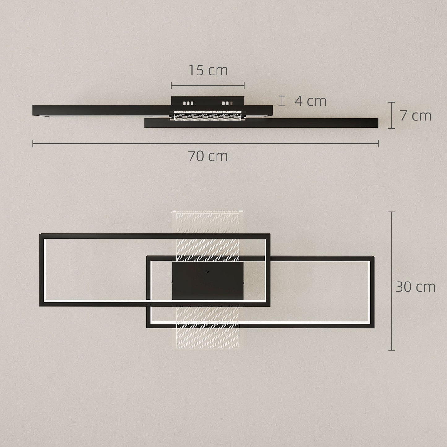 LED Ceiling Light, Modern Dimmable Ceiling Light with Wall Switch & Remote Control, Flush Mount Ceiling Lamp with 3000-6000K Colour Temperatures for Living Room, Bedroom, Black