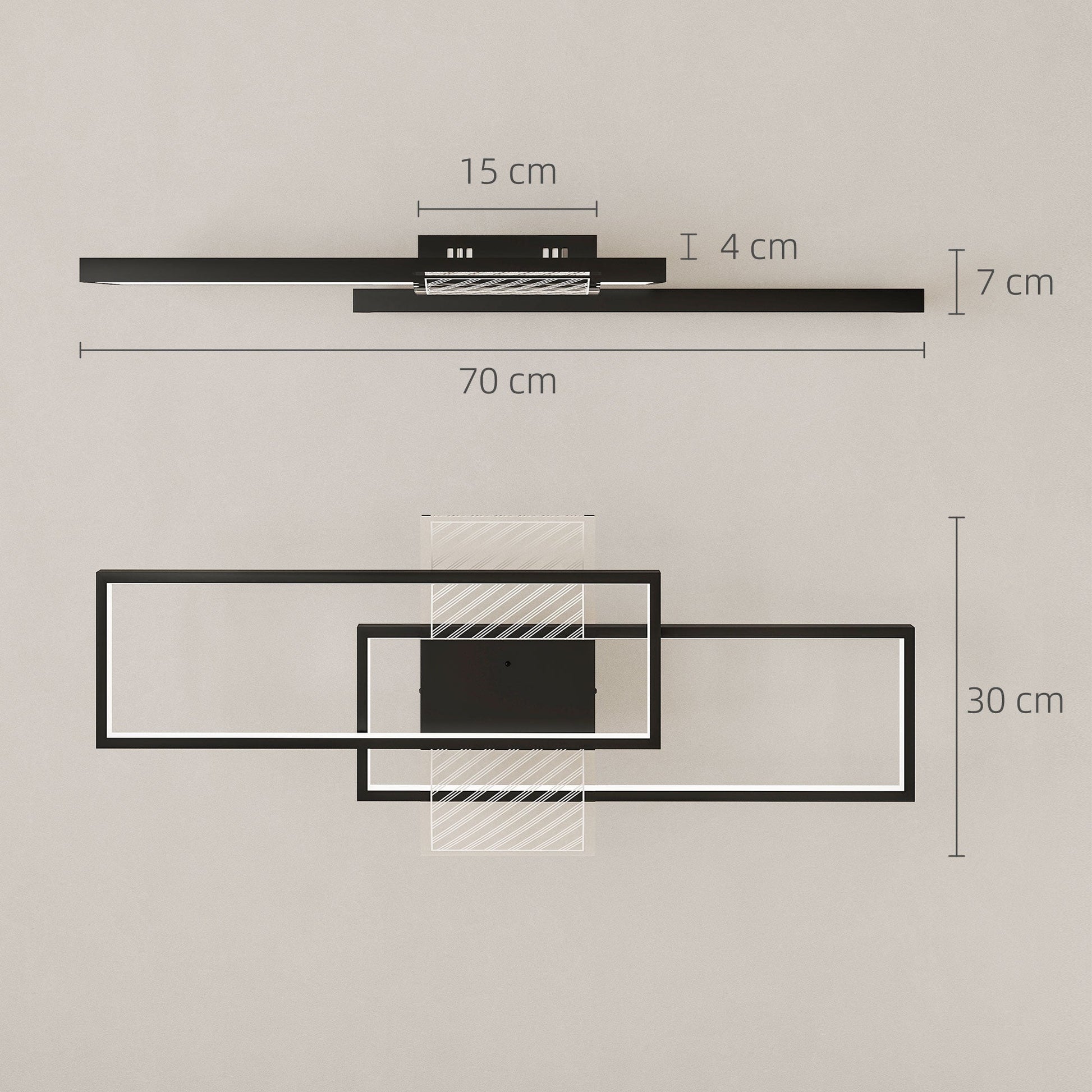 LED Ceiling Light, Modern Dimmable Ceiling Light with Wall Switch & Remote Control, Flush Mount Ceiling Lamp with 3000-6000K Colour Temperatures for Living Room, Bedroom, Black
