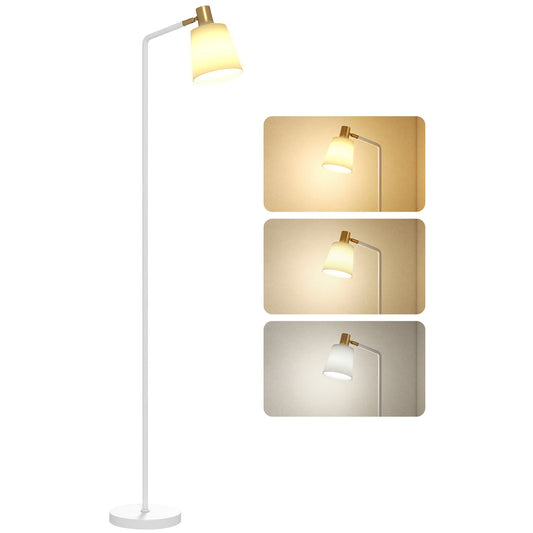 Floor Lamp with 350° Rotatable Head, Modern Standing Lamp with 3000K/4000K/6500K Colour Temperatures for Living Room Office, White