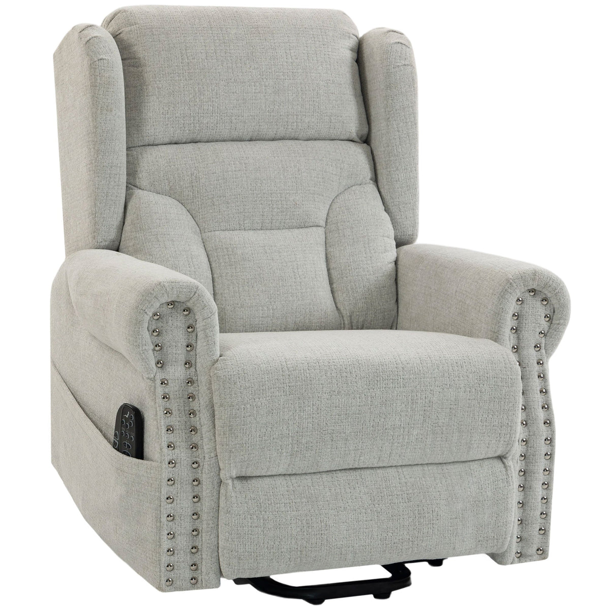 Riser Recliner Chair with Vibration Massage and Heat, Chenille Electric Power Lift Recliner Chair for Elderly with Spring Cushion, USB Port, Plush High Back, Remote, Side Pockets, Light Grey