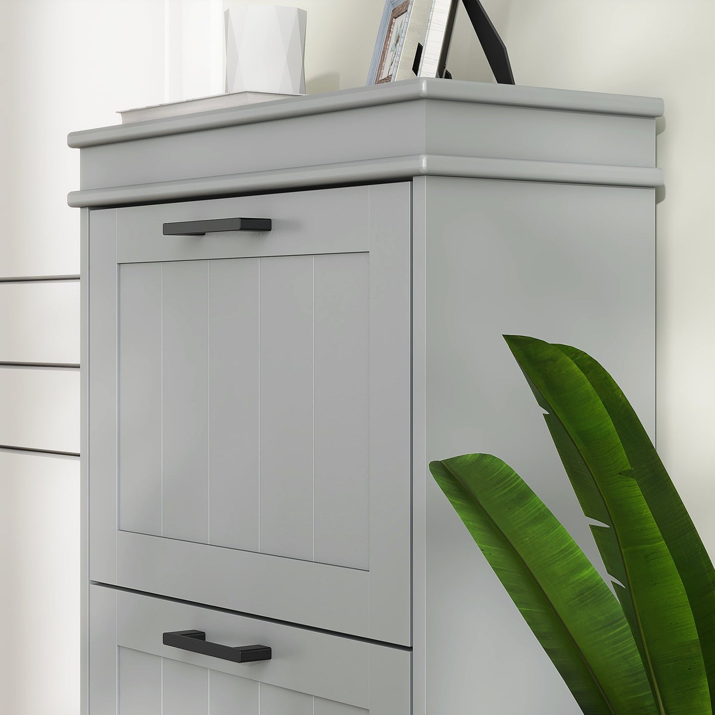 3 Drawers Entryway Shoe Cabinet, Narrow Shoe Storage Cabinet with 3 Flip Drawers and Adjustable Shelves for 15 Pairs of Shoes, Grey