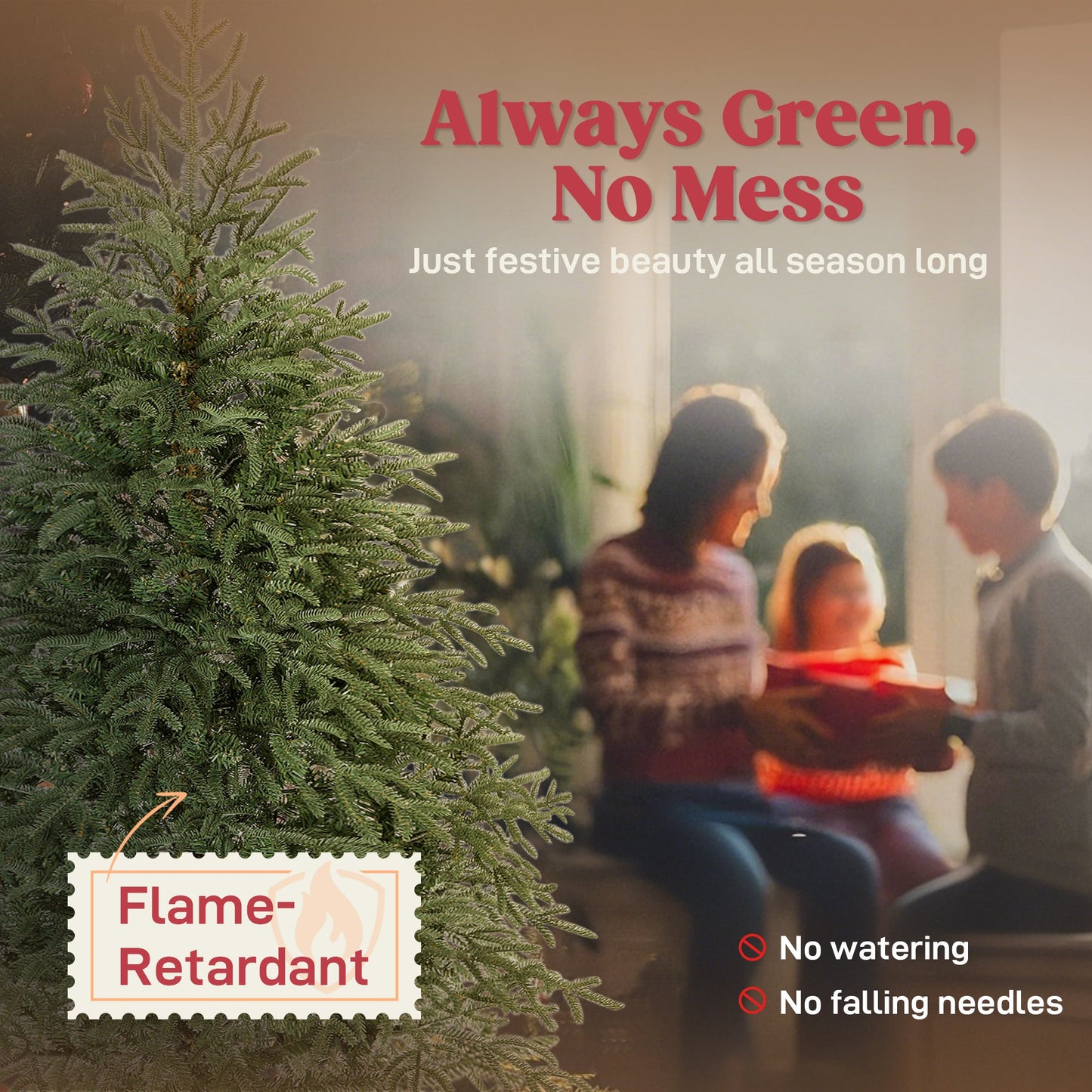 5 ft Artificial Christmas Tree with 1375 Realistic Dense Branches, Full Spruce, Hinged Xmas Tree with Metal Stand, Easy Assembly, Green