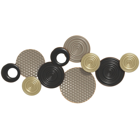 Metal Wall Art, Modern Hanging Wall Art Decor with Unique Multi-Disc Design, Horizontal or Vertical Metal Hanging Decoration for Living Room Bedroom Dining Room