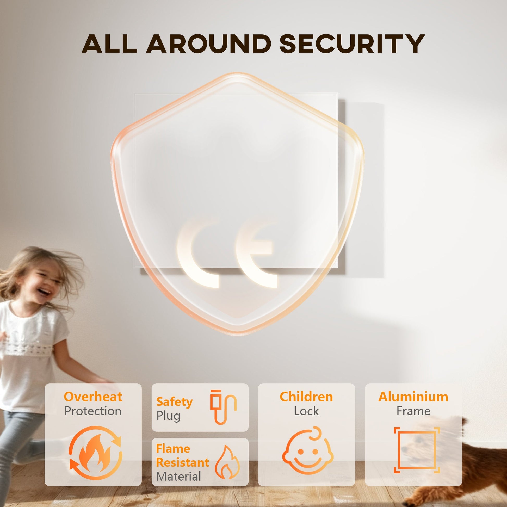 Wifi Enabled Smart Electric Heater, 520W Far Infrared Panel Heater, Low Energy, Voice Control, Adjustable Thermostat, Weekly and 12H Timer, Wall Mounted Radiator, Overheat Protection, White