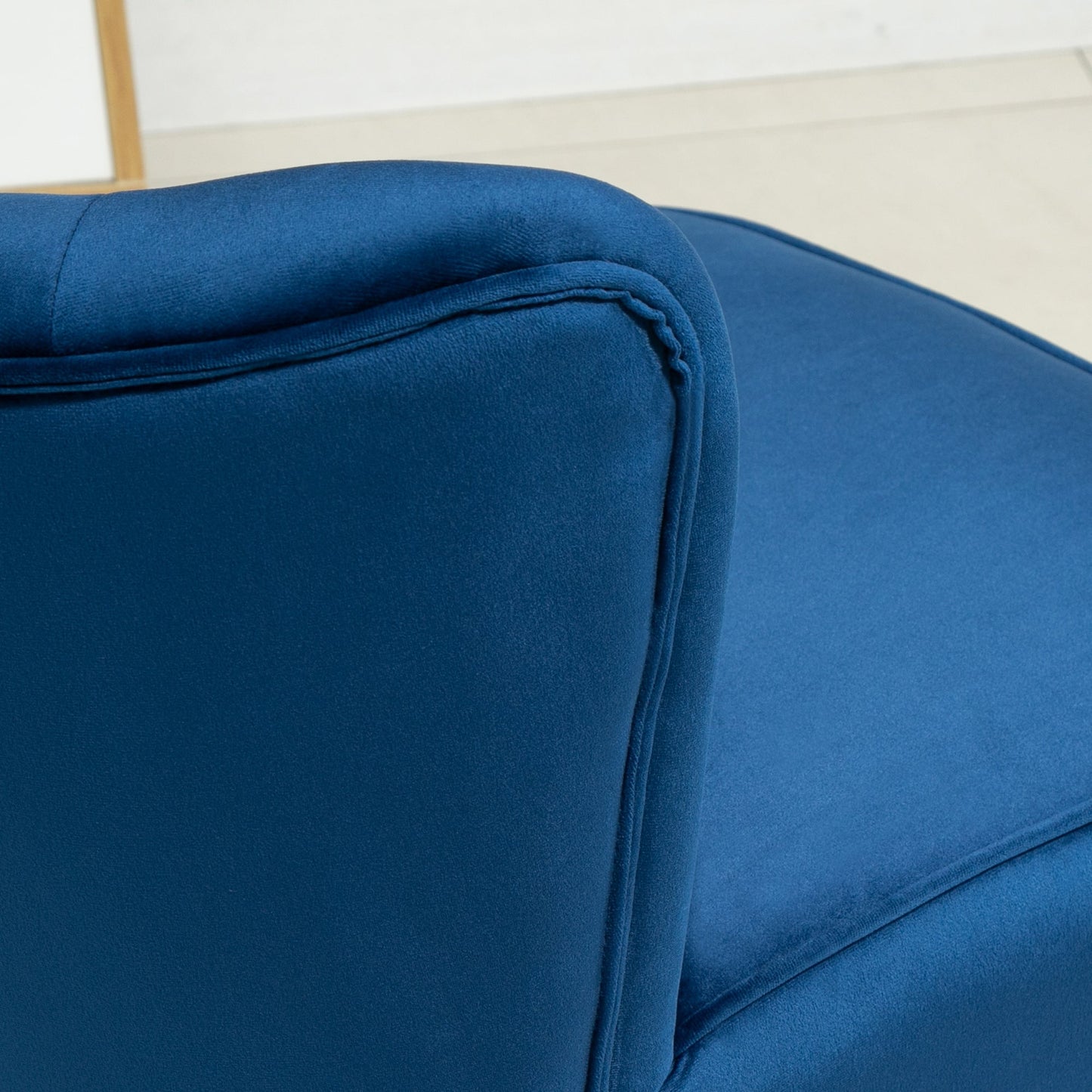 HOMCOM Velvet Accent Chair Occasional Tub Seat Padding Curved Back with Ottoman Wood Frame Legs Home Furniture Dark Blue