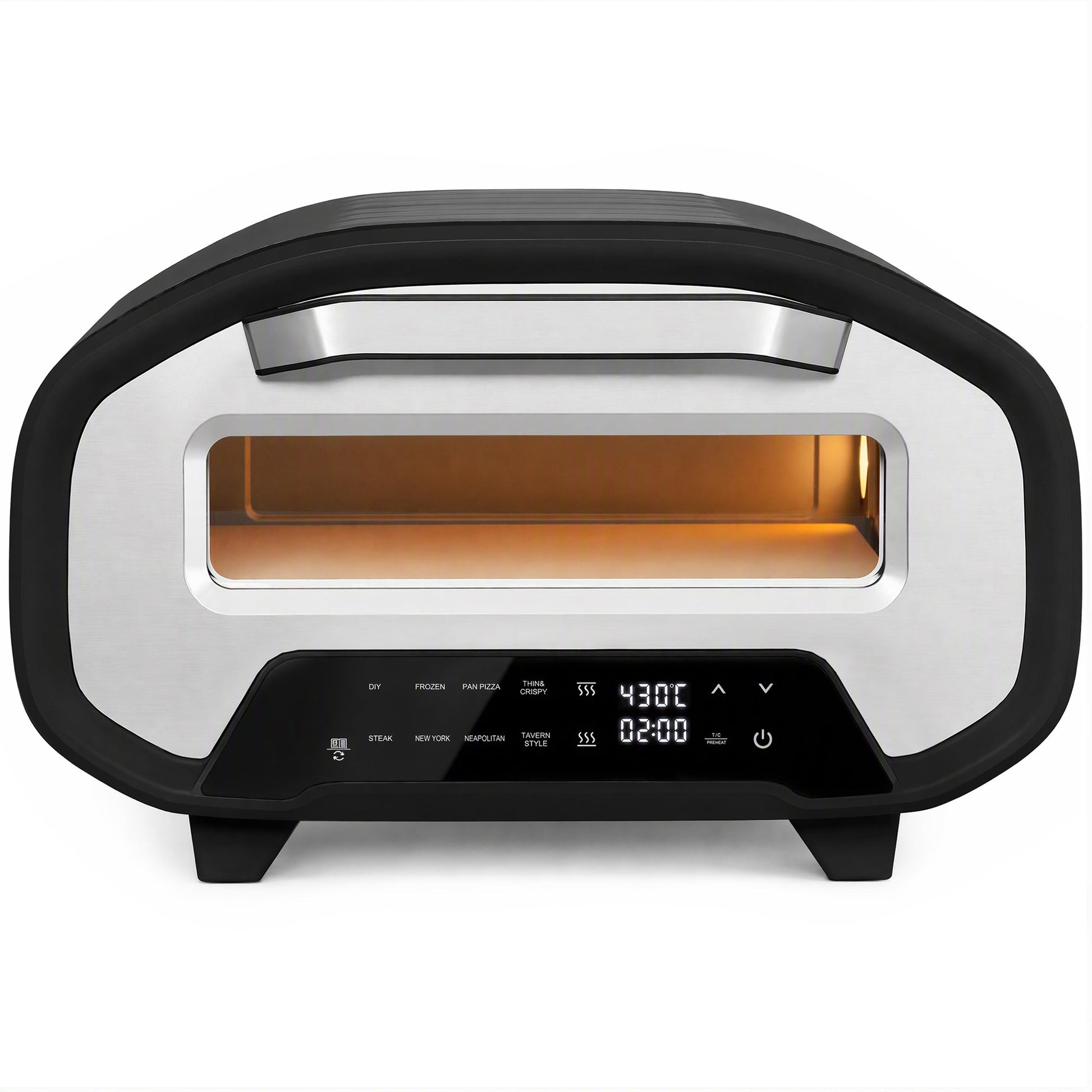 Pizza Oven Indoor, 12 Inch Electric Countertop Pizza Maker with 8 Preset Modes, 430°C, Timer, Ceramic Stone, LCD Touch Control, 2200W