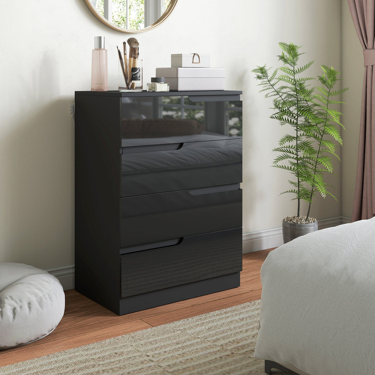 Modern Dresser with 4 Drawers, Chest of Drawers for Bedroom, Living Room, 60 x 40 x 85cm, Black