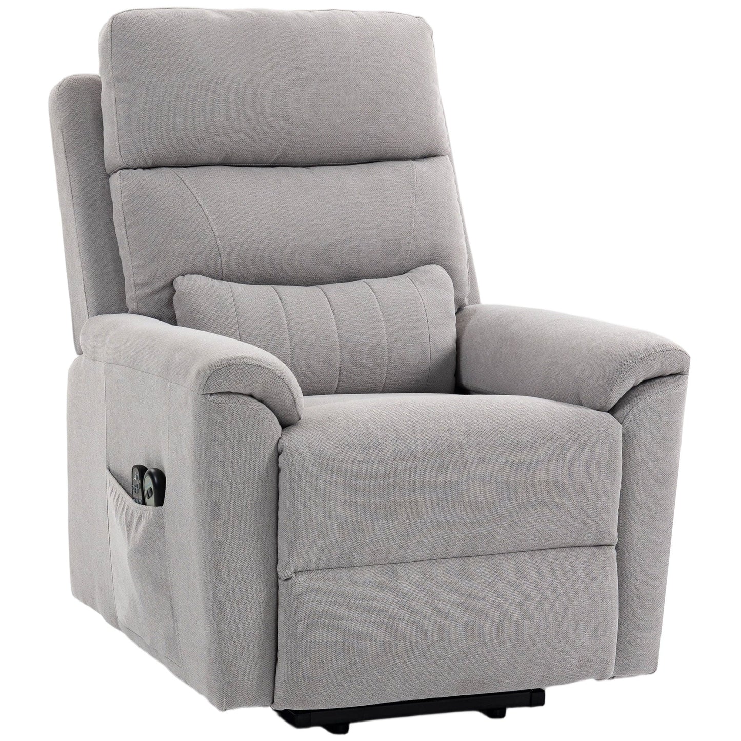 Power Lift Recliner Chair with Vibration Massage and Heat, Terry Cloth Electric Lift Chair for Elderly with Spring Cushion, High Back, Remote, Recliner Armchair for Living Room, Light Grey