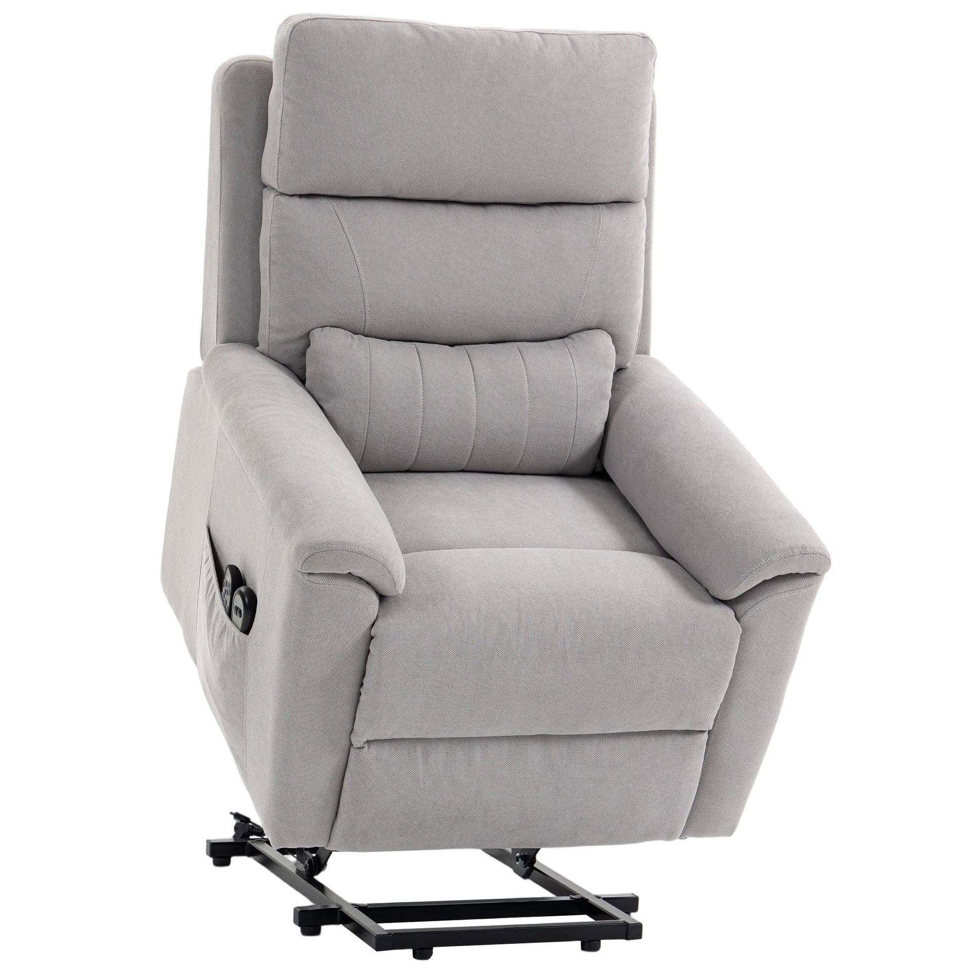Power Lift Recliner Chair with Vibration Massage and Heat, Terry Cloth Electric Lift Chair for Elderly with Spring Cushion, High Back, Remote, Recliner Armchair for Living Room, Light Grey
