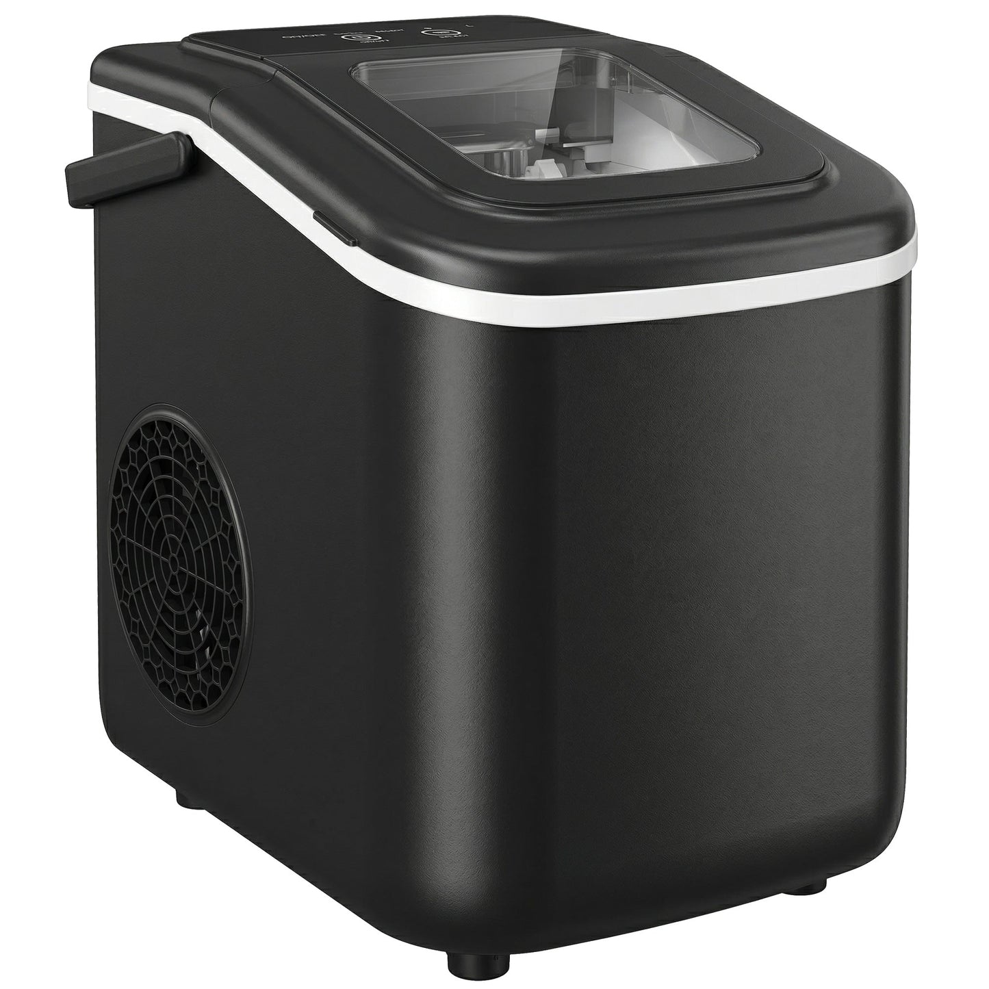 Ice Maker Machine Countertop, 12kg/24H, 9 Cubes in 7 Mins, 2 Sizes, Self-Cleaning Portable Ice Cube Maker with Handle, Scoop & Basket for Home Office Kitchen RV, Black