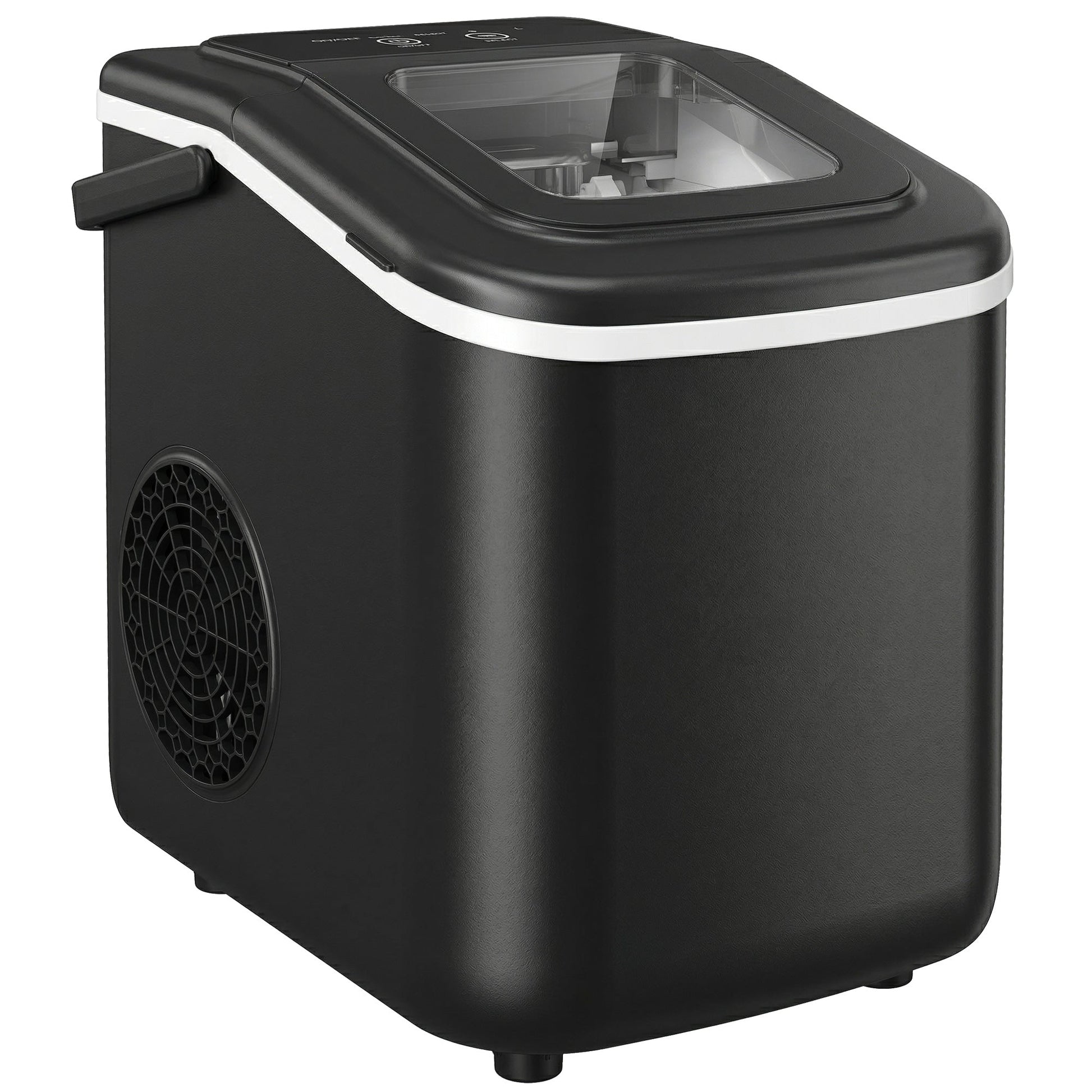 Ice Maker Machine Countertop, 12kg/24H, 9 Cubes in 7 Mins, 2 Sizes, Self-Cleaning Portable Ice Cube Maker with Handle, Scoop & Basket for Home Office Kitchen RV, Black