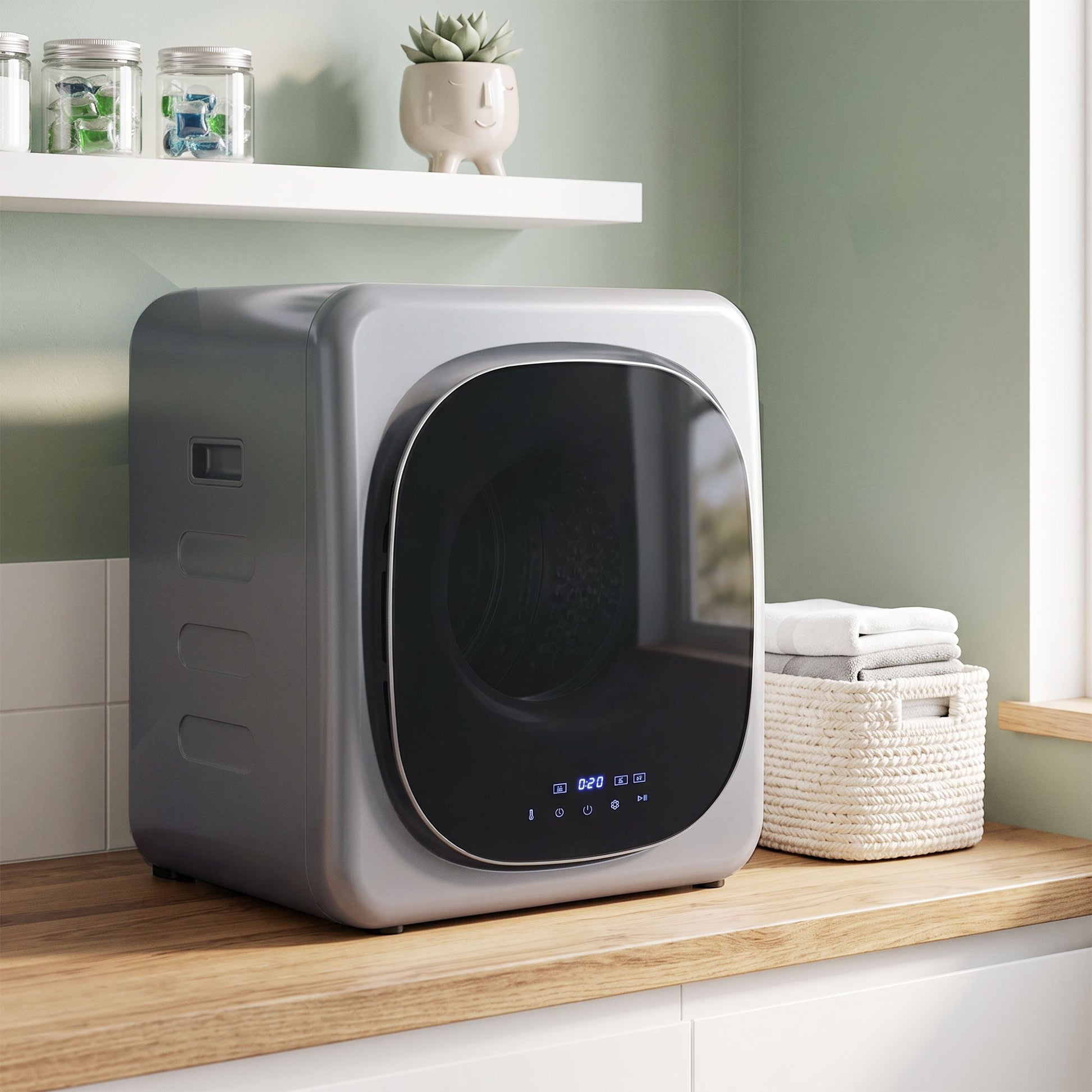 Vented Tumble Dryer, 4kg Wet Laundry/2.5kg Dry Capacity, 800W Compact Tumble Dryer with Smart Mode, Stainless Steel Drum, Freestanding Stackable Clothes Drying Machine, Silver Tone