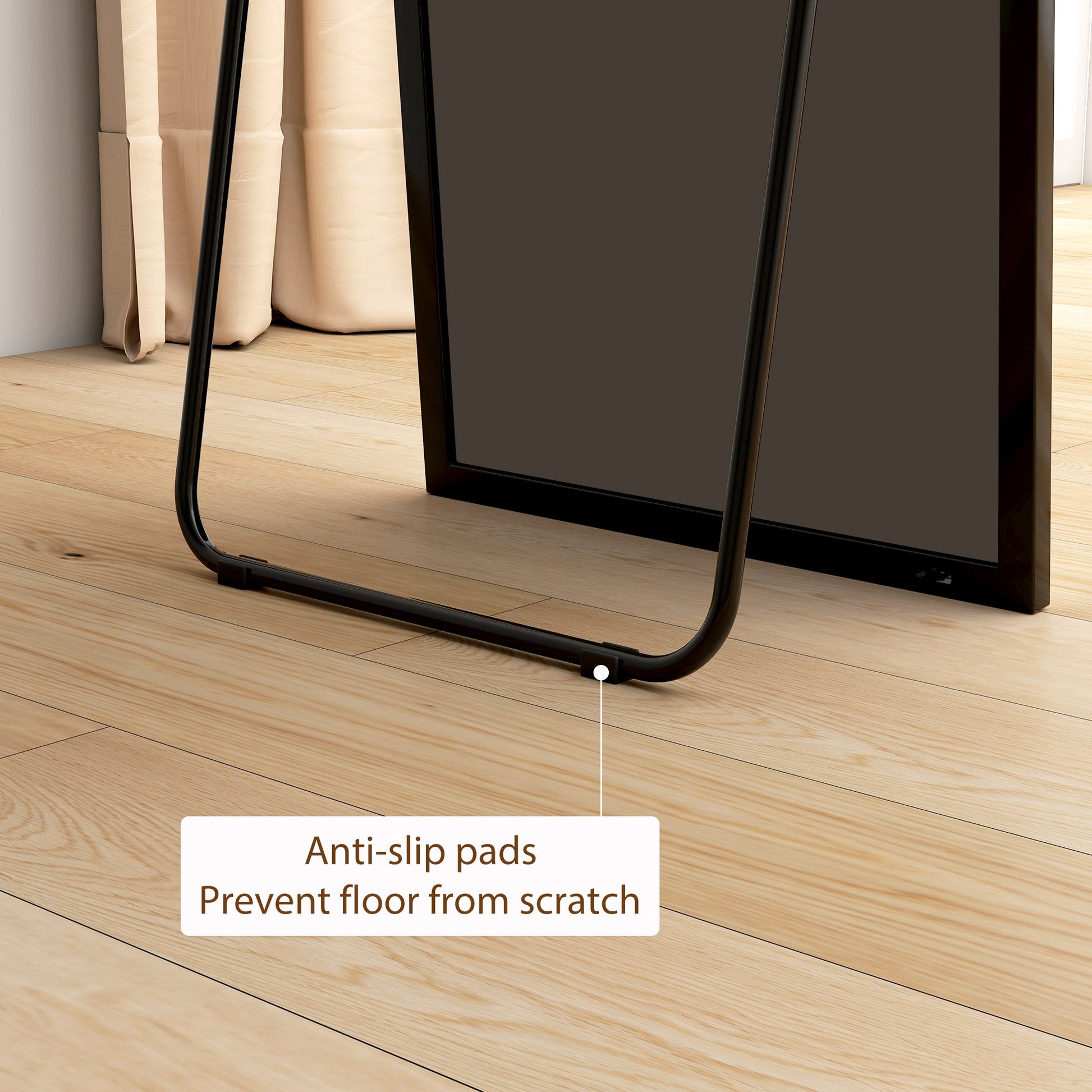 50 x 161.5cm Full Length Mirror, Aluminium Alloy Framed Rectangular Full Body Mirror with Tempered Glass, Floor Standing or Wall Hanging for Bedroom, Living Room, Cloakroom, Black