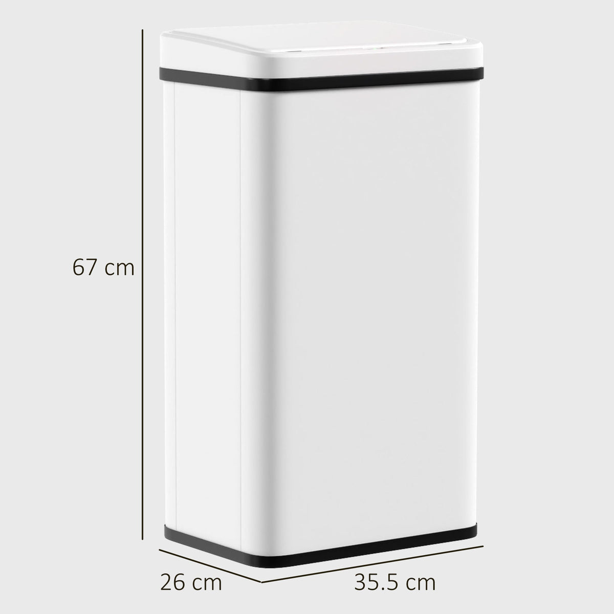 50L Sensor Bin with Quiet Soft-Close Lid, Automatic Touchless Motion Sensor Kitchen Bin with Fingerprint Resistant Stainless Steel for Hygienic Gyms, Home Office Use, White