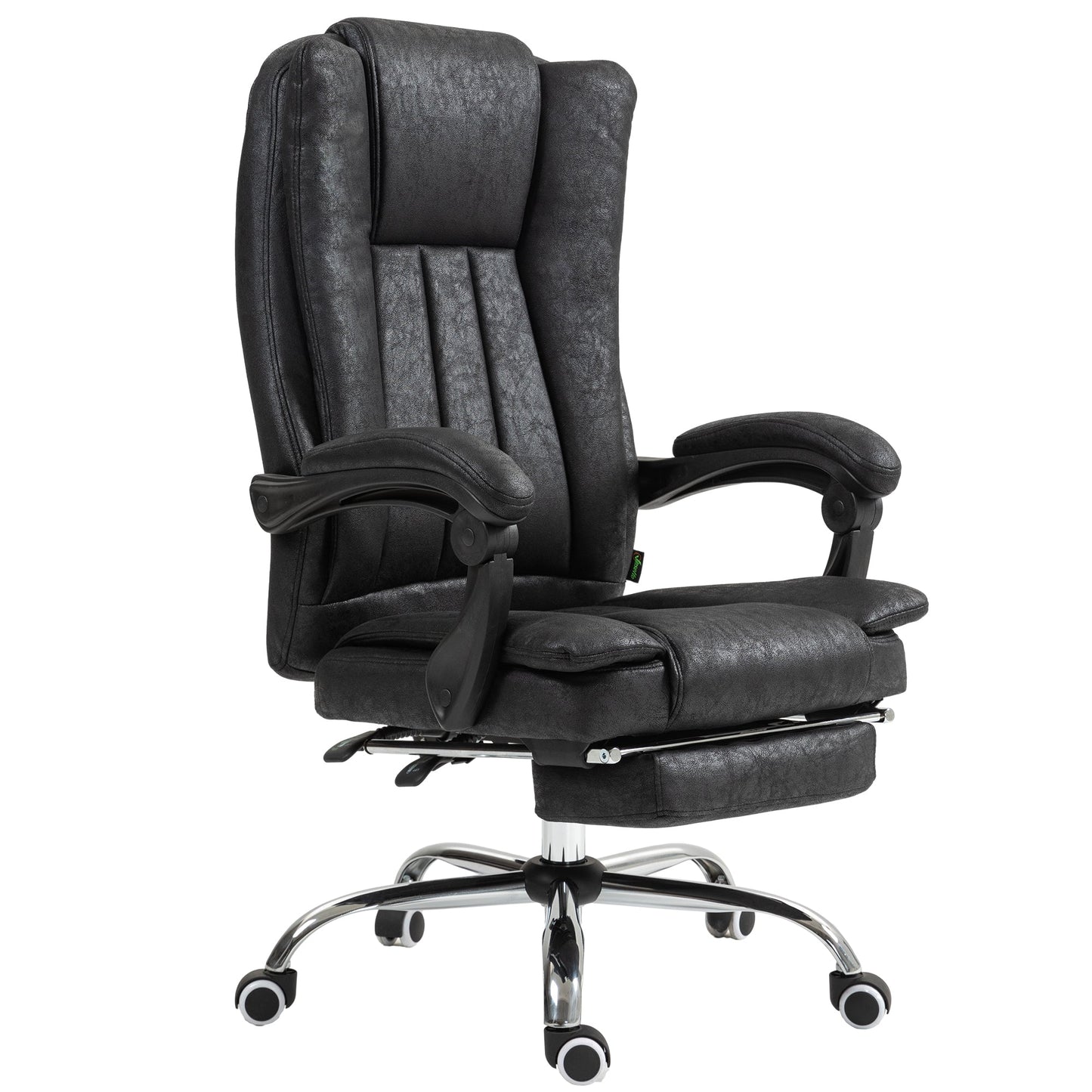 Vinsetto Office Chair, Microfibre Reclining Computer Desk Chair with Footrest and Adjustable Height, Swivel Wheels for Home Office, Black