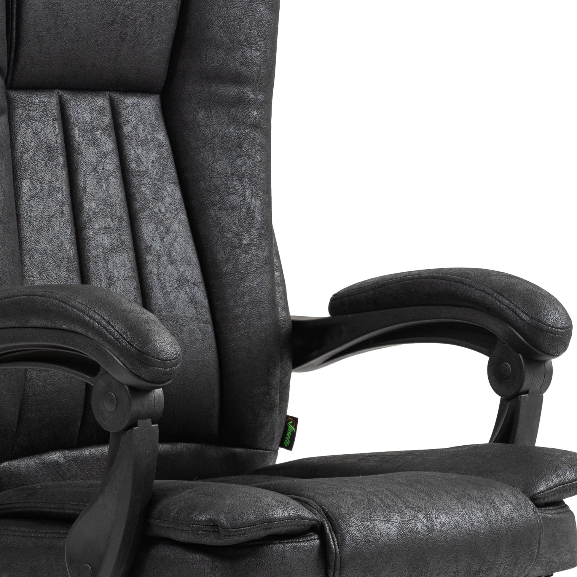 Vinsetto Office Chair, Microfibre Reclining Computer Desk Chair with Footrest and Adjustable Height, Swivel Wheels for Home Office, Black