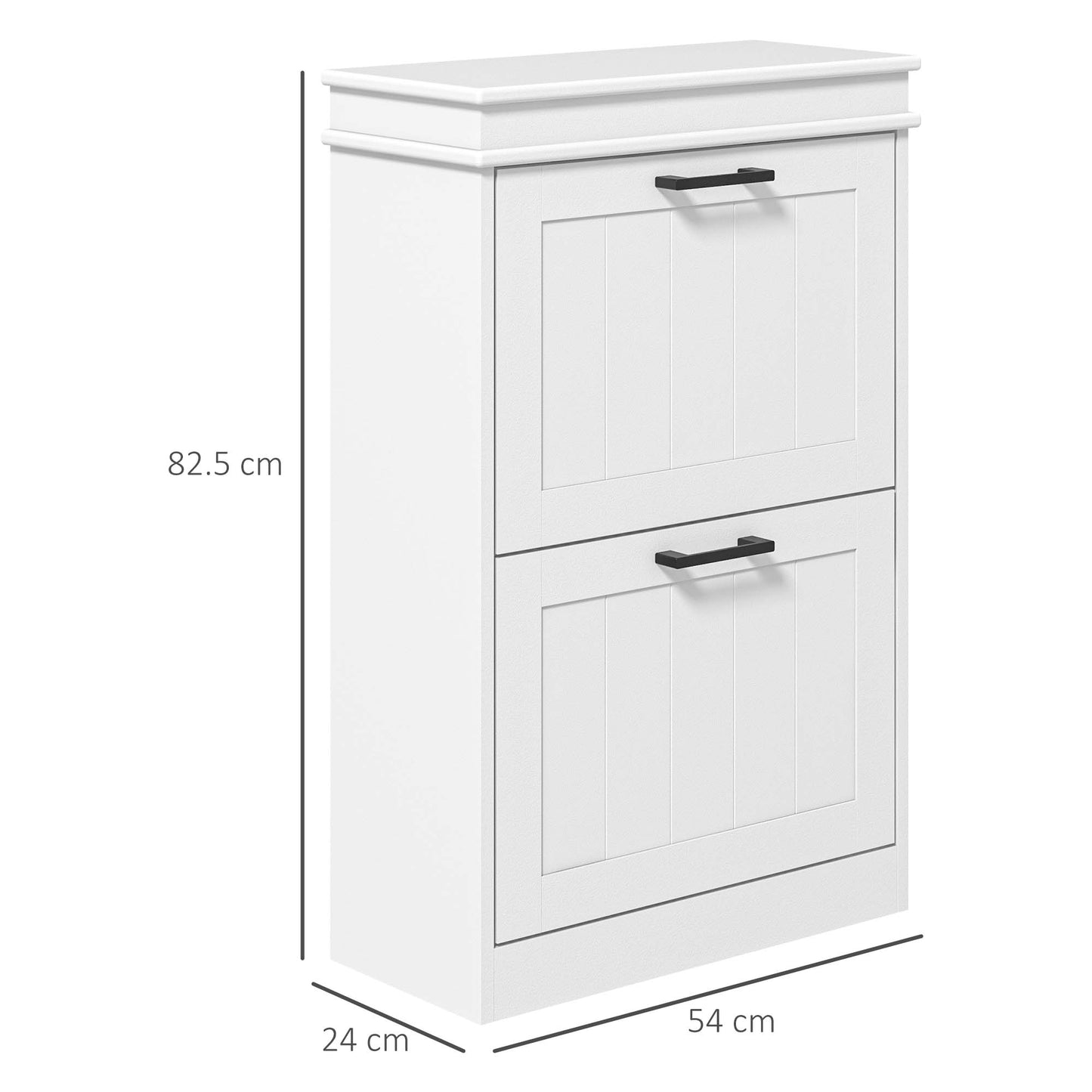 HOMCOM 2 Drawers Entryway Shoe Cabinet, Narrow Shoe Storage Cabinet with 2 Flip Drawers and Adjustable Shelves for 10 Pairs of Shoes, White