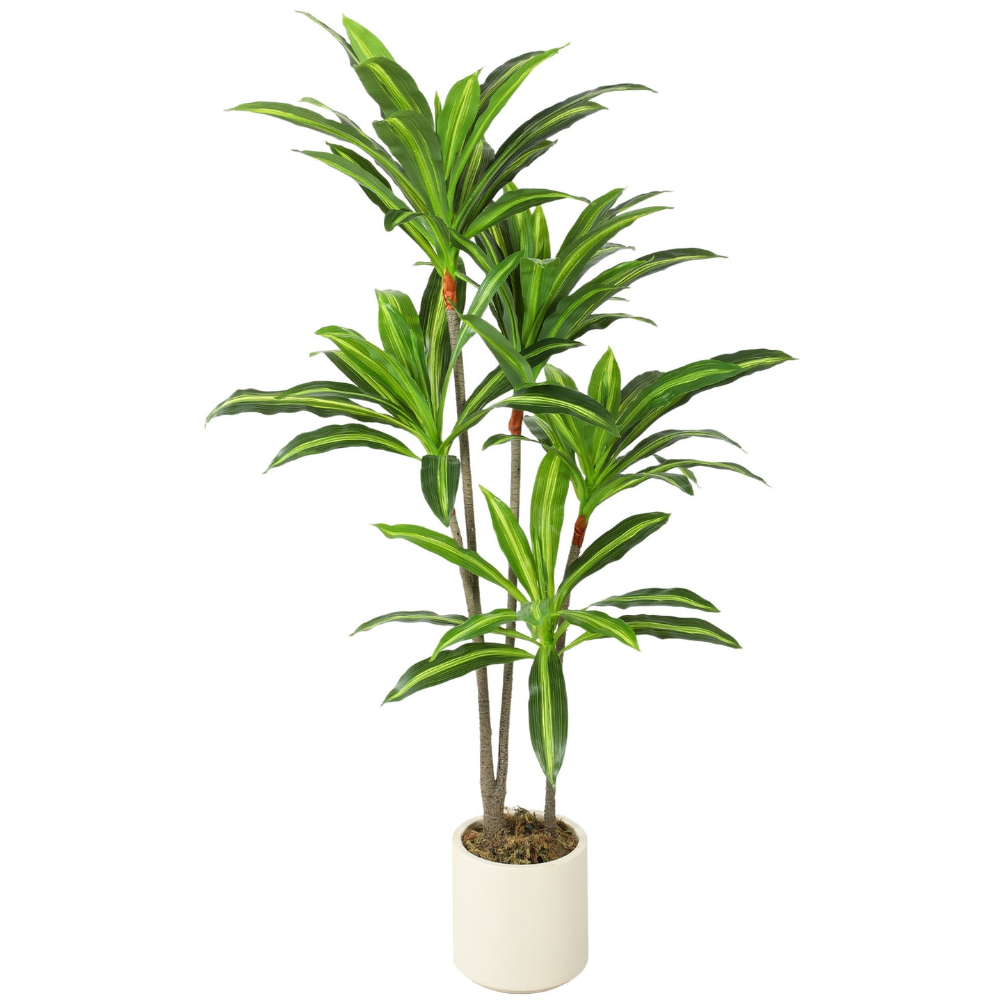 150cm Artificial Dracaena Tree, Decorative Artificial Plants with Bendable Trunks and White Planter for Living Room Bedroom Home Office Decor, Green
