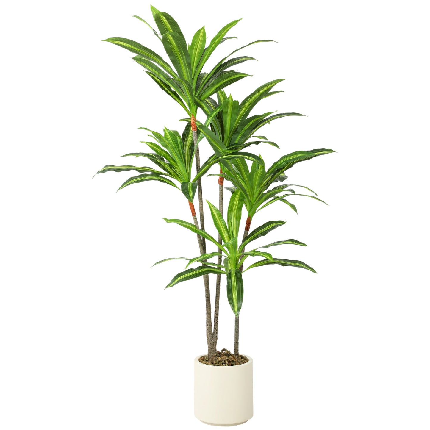 150cm Artificial Dracaena Tree, Decorative Artificial Plants with Bendable Trunks and White Planter for Living Room Bedroom Home Office Decor, Green