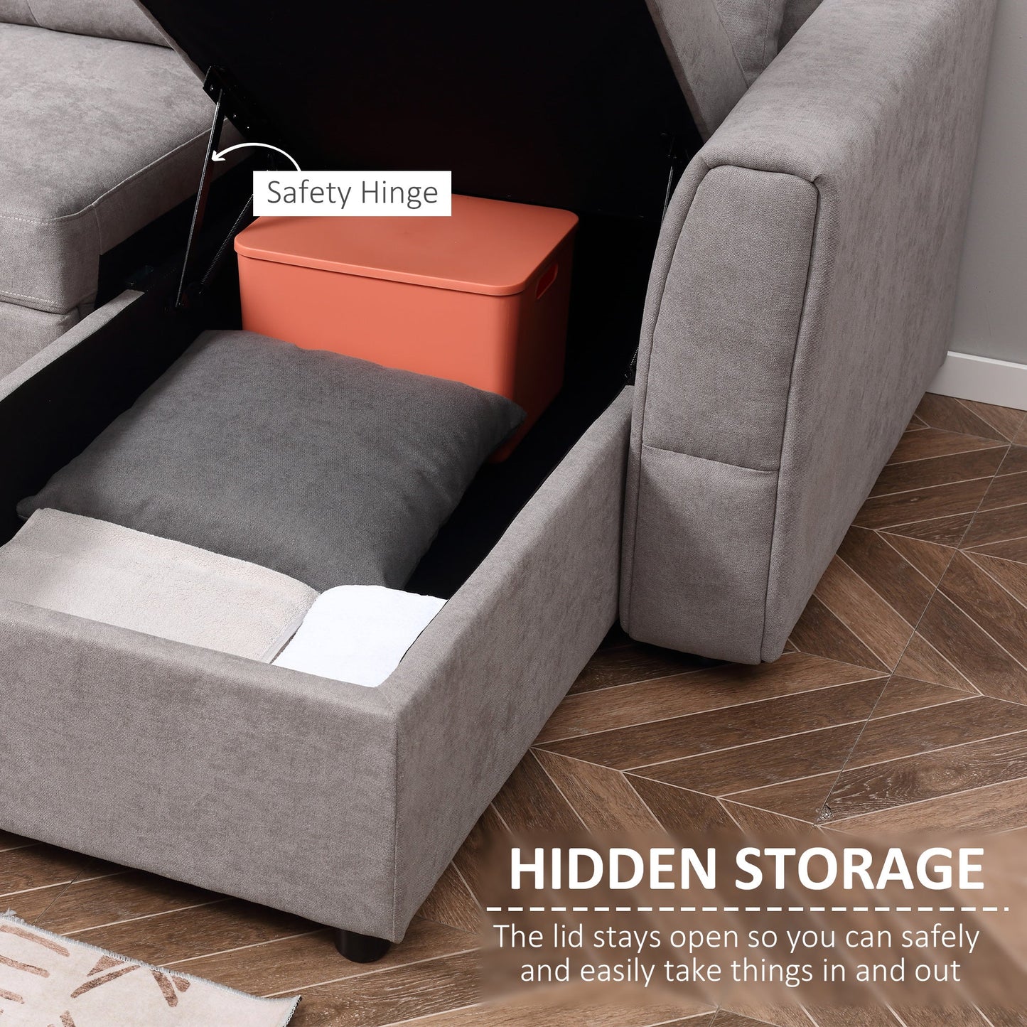 HOMCOM 3 Seater Sofa Bed, L-Shaped Corner Sofa, Pull Out Sofa with Storage, Convertible Click Clack Settee Sectional Sleeper Futon for Living Room, Office, Grey